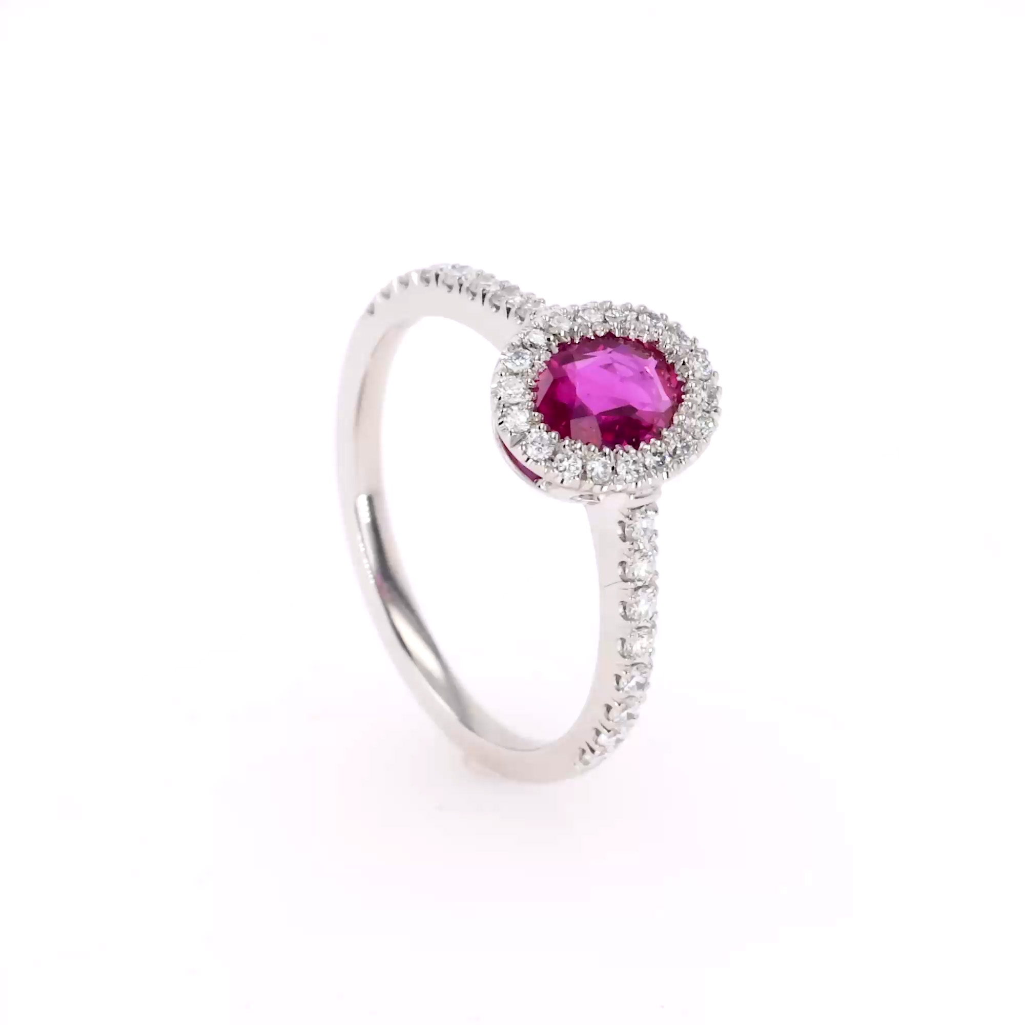 Oval Cut 0.80ct Ruby and Diamond Ring in Platinum