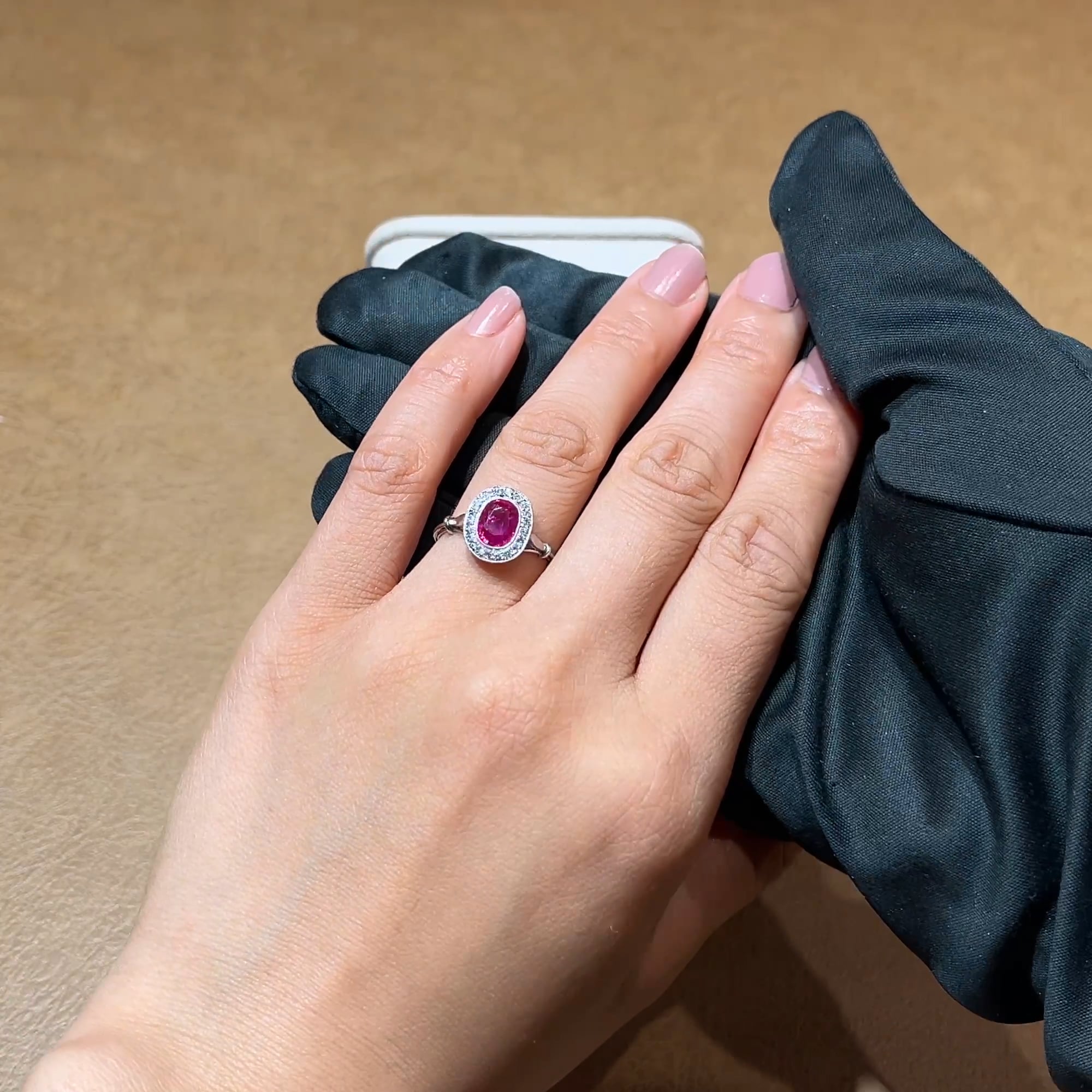 Edwardian Cushion Cut 1.68ct Burma Ruby and Diamond Ring in Platinum