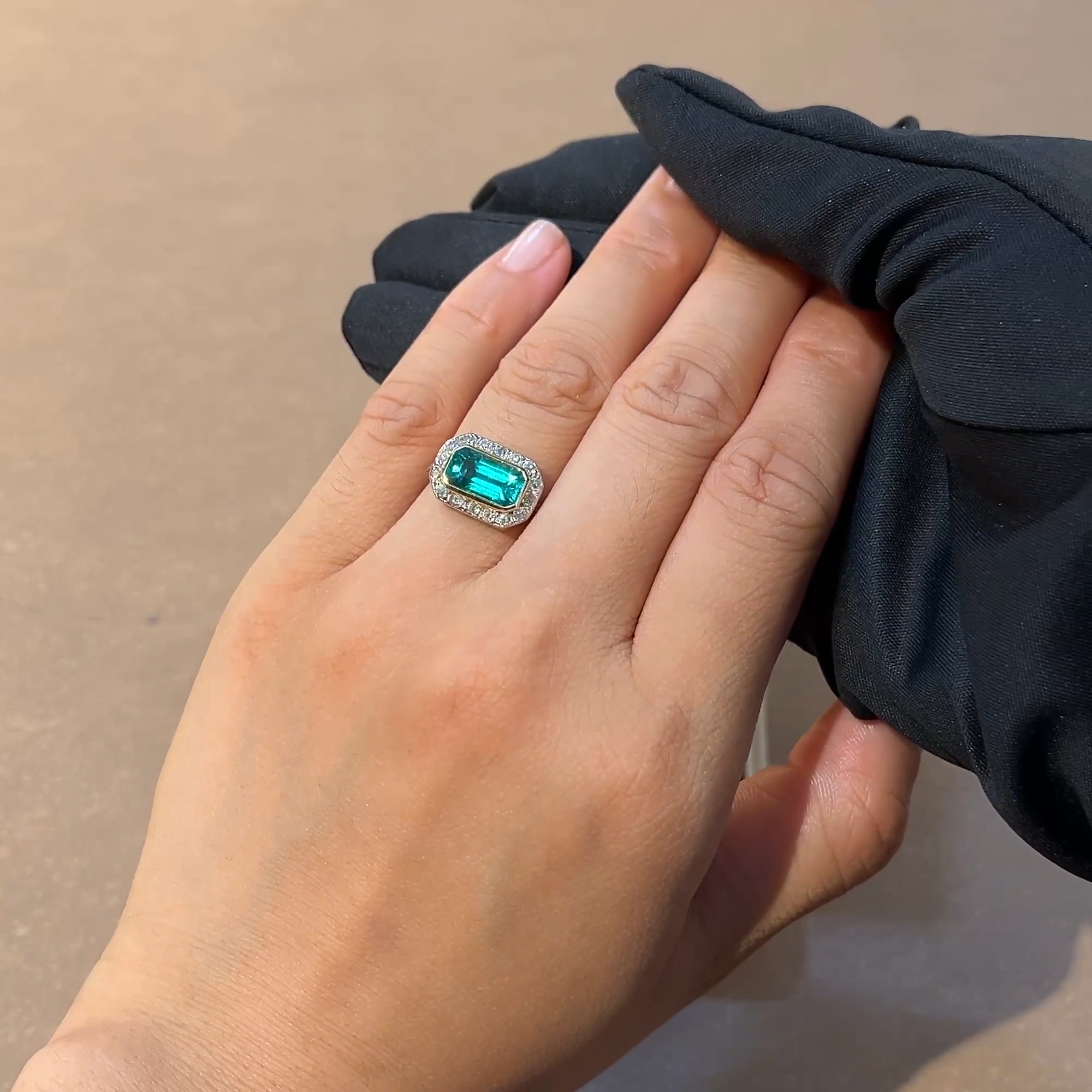 Edwardian 1.90ct Muzo Emerald and Diamond Cluster Ring in 18ct White Gold