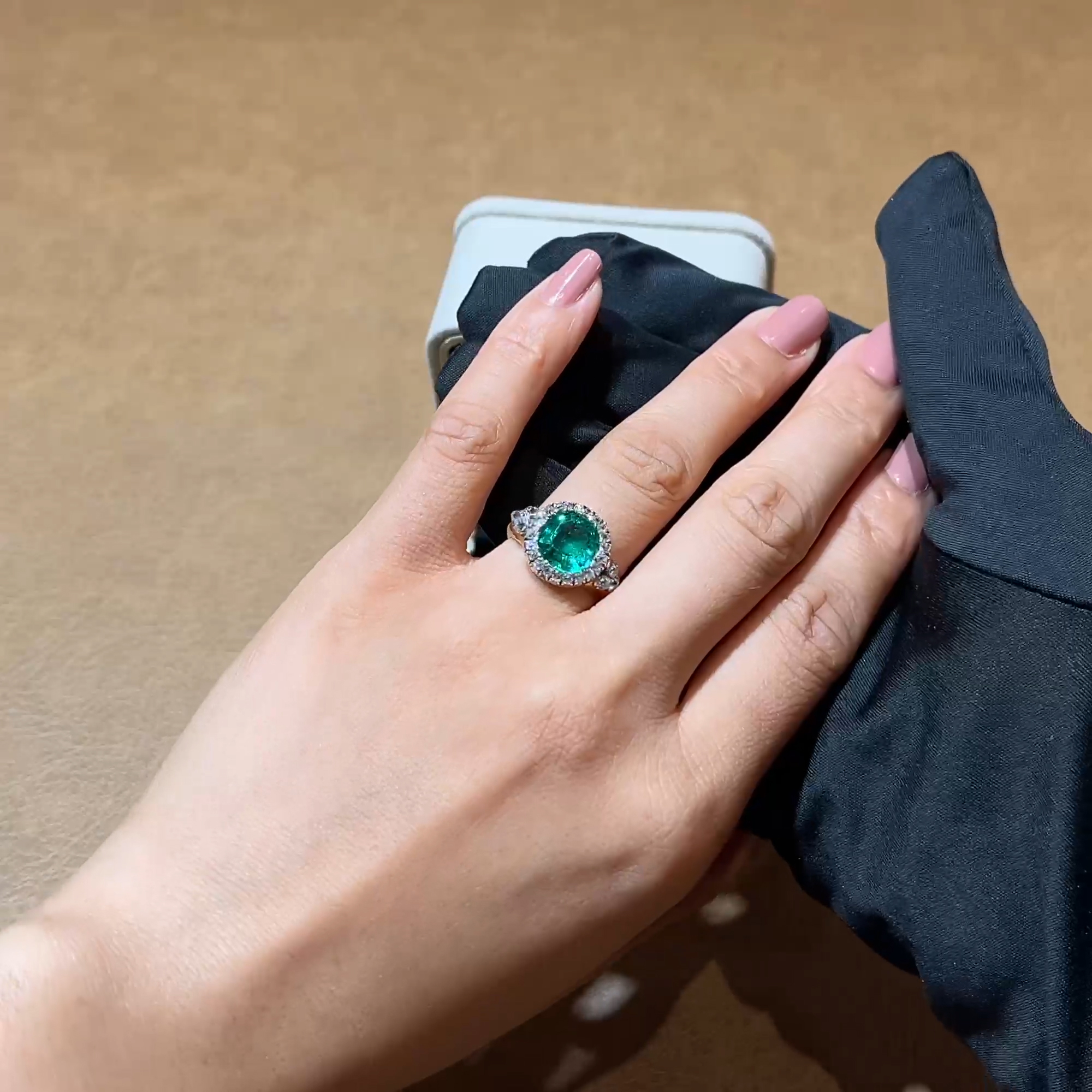 Victorian 2.50ct Colombian Emerald and Diamond Cluster Ring in 18ct Yellow Gold and Silver