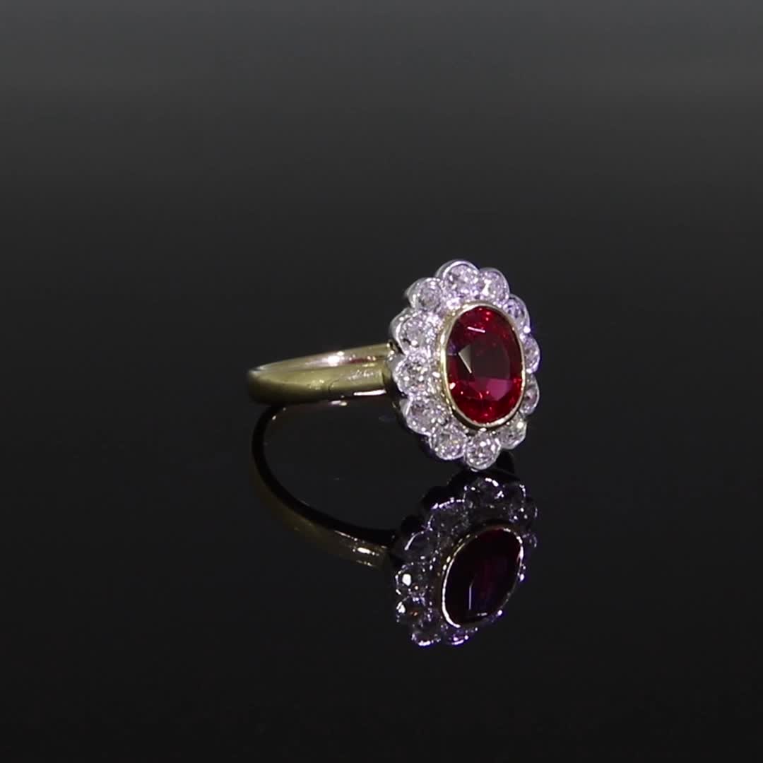Red Spinel Ring 2.19ct in 18ct Yellow & White Gold