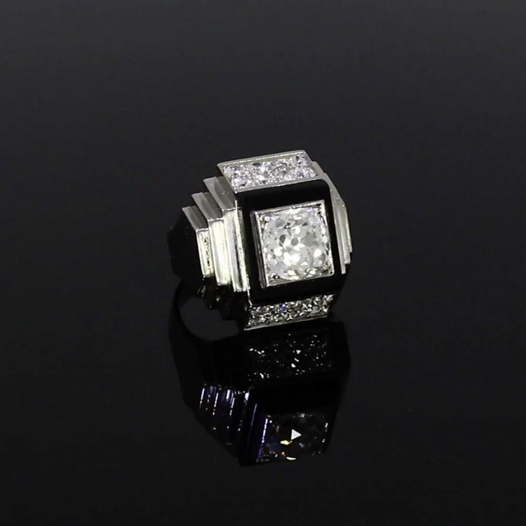 Art Deco Boivin Cocktail Ring 1.80ct in Platinum