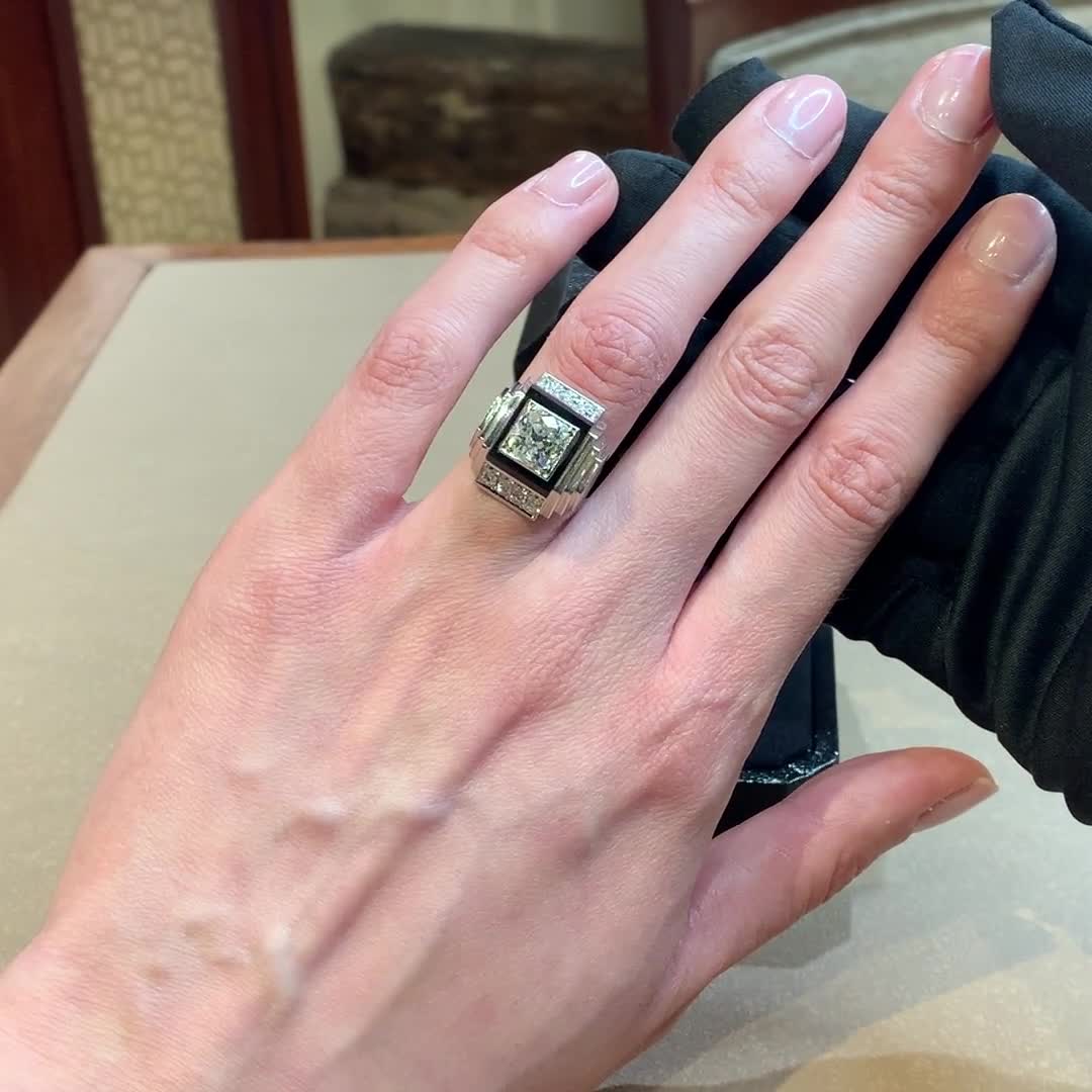 Art Deco Boivin Cocktail Ring 1.80ct in Platinum