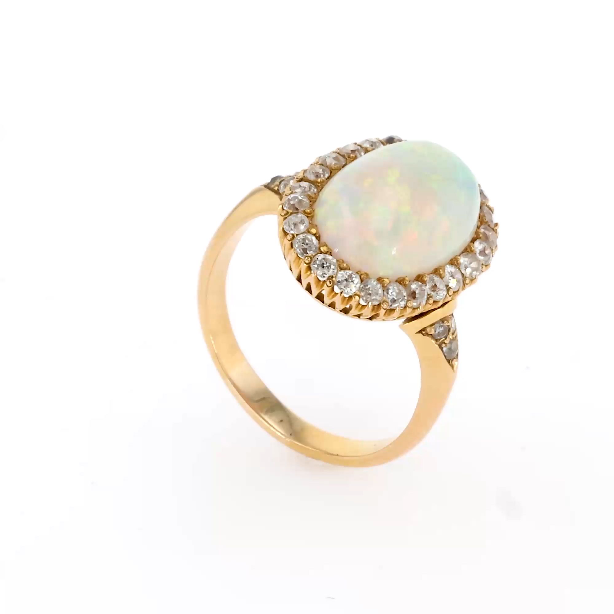 Cabochon Cut Emerald and Diamond Ring in 18ct Yellow Gold