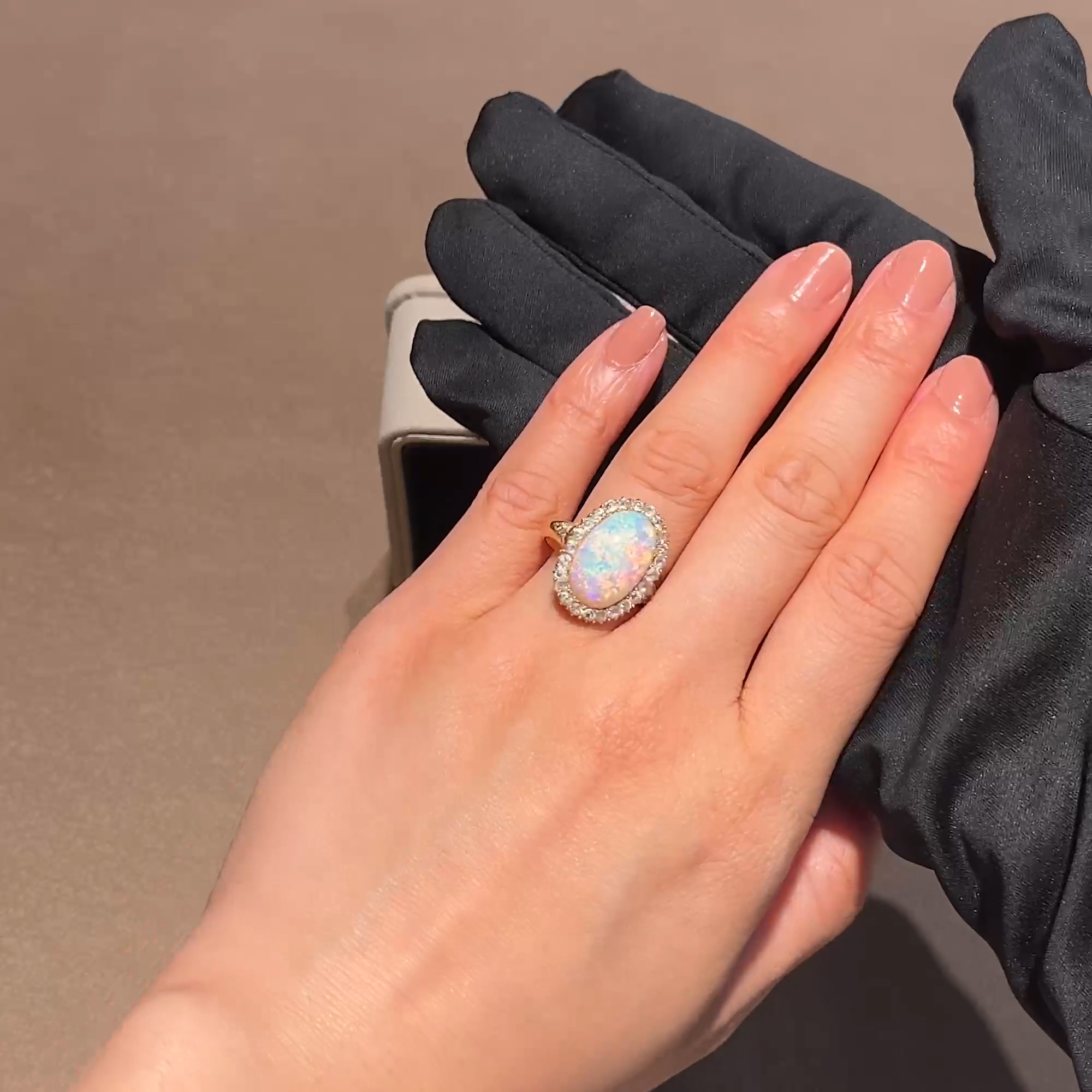 Cabochon Cut Emerald and Diamond Ring in 18ct Yellow Gold