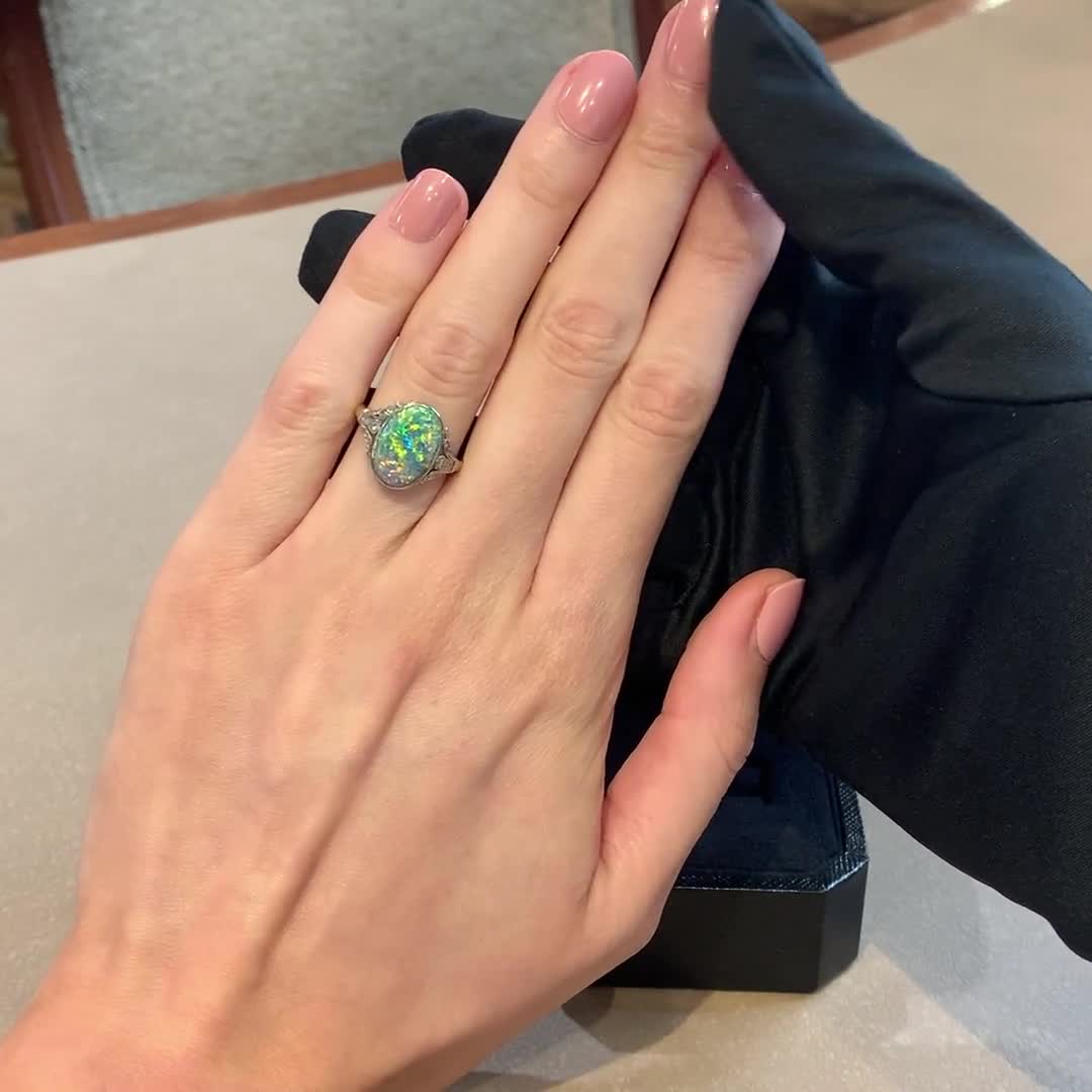 black gold opal ring