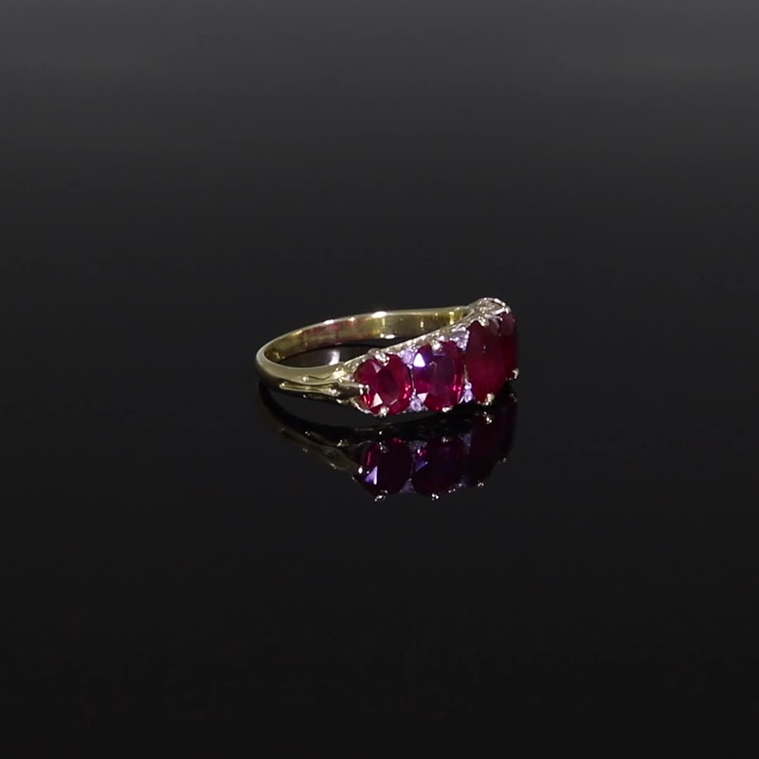Victorian Burmese Ruby Ring<br /> 3.30CT in Yellow Gold