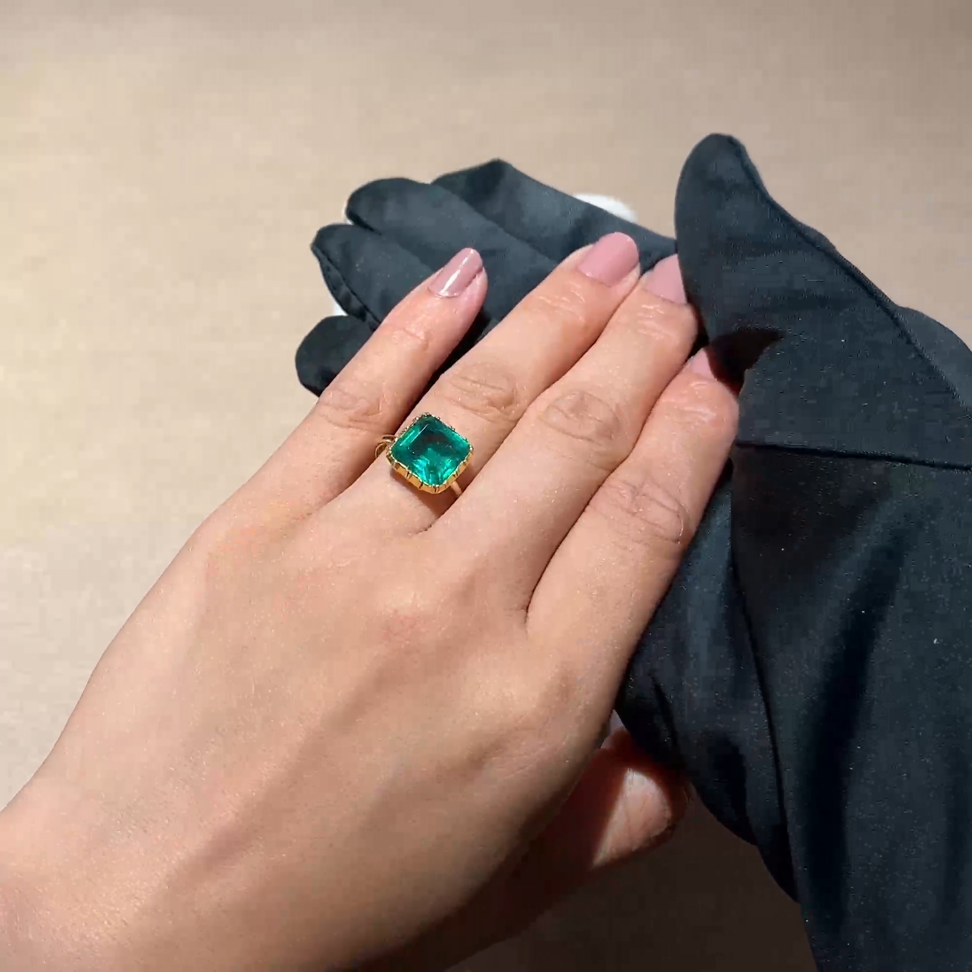 Octagonal Cut Muzo Emerald Ring 4.00ct in 18ct Yellow Gold