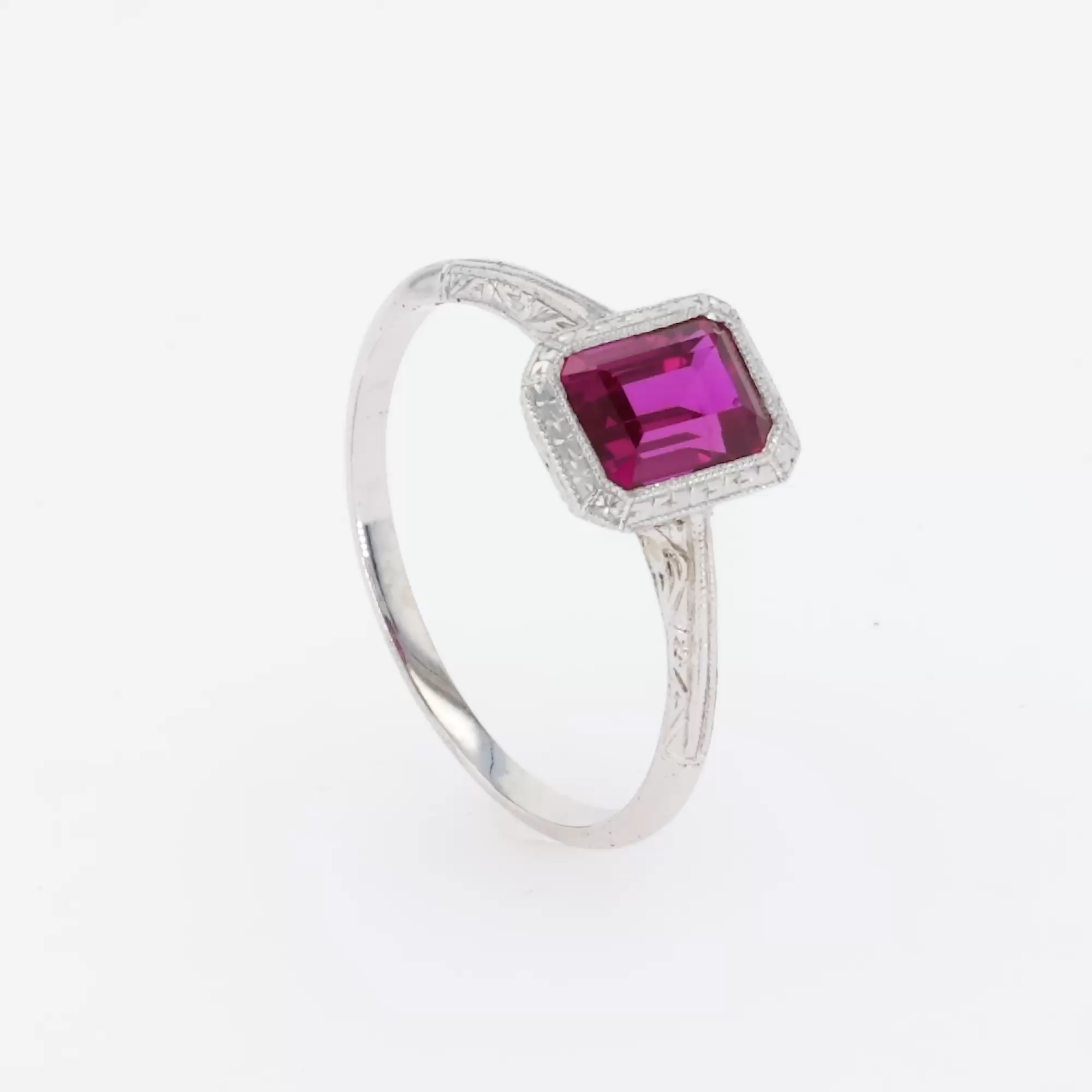  Inspired 1.41ct Burmese Ruby Solitaire Ring in 14ct White Gold