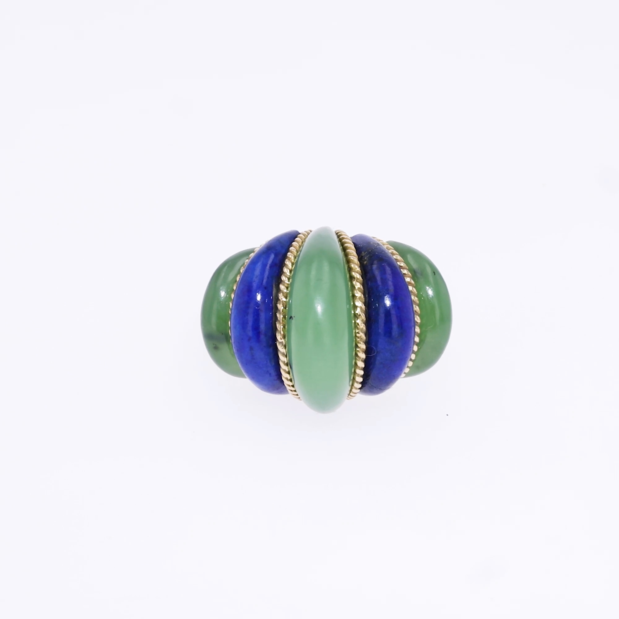 Julia-Plana Maw Sit Sit & Lapis Cocktail Ring in 18ct Yellow Gold