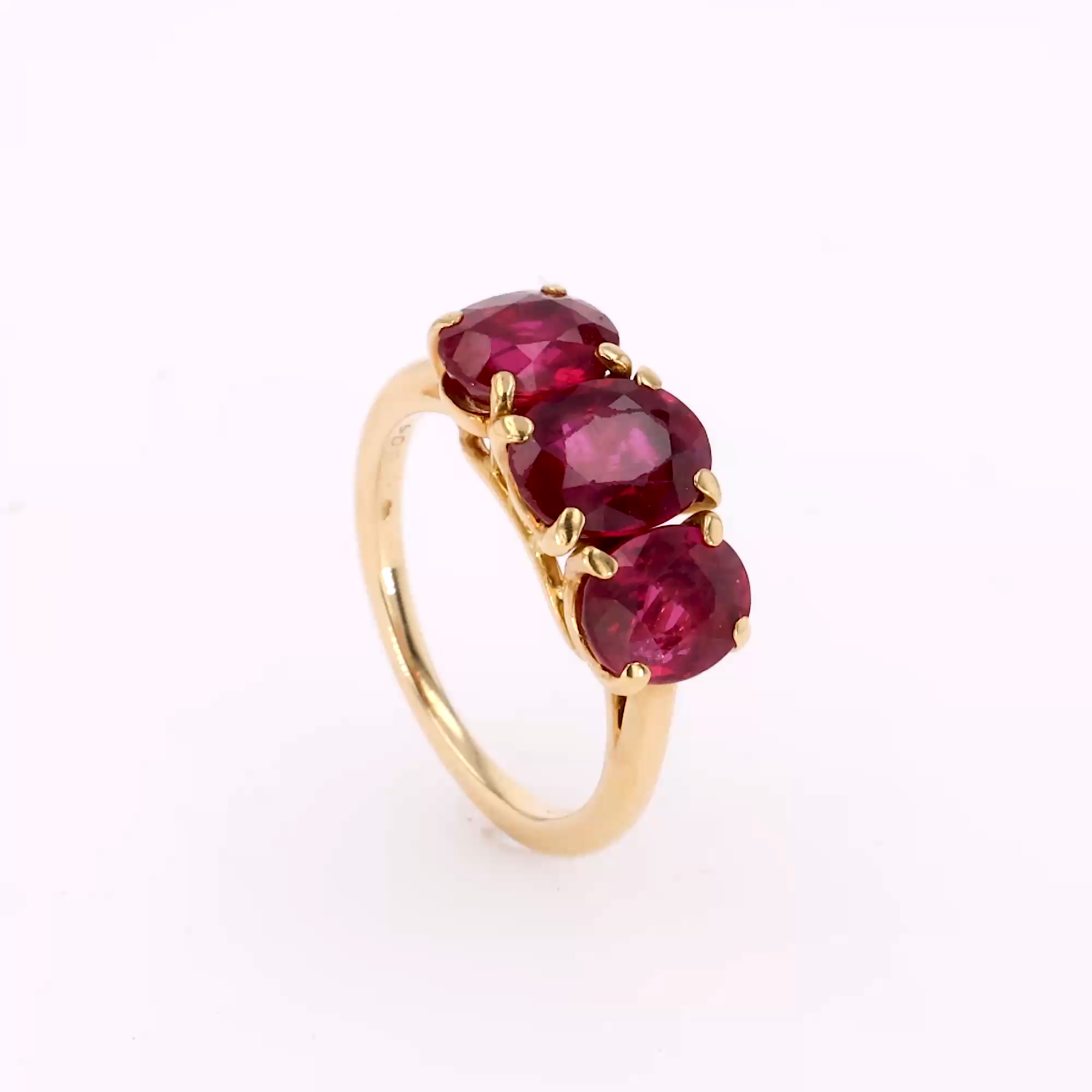 Cartier Ruby Three Stone Ring in 18ct Yellow Gold