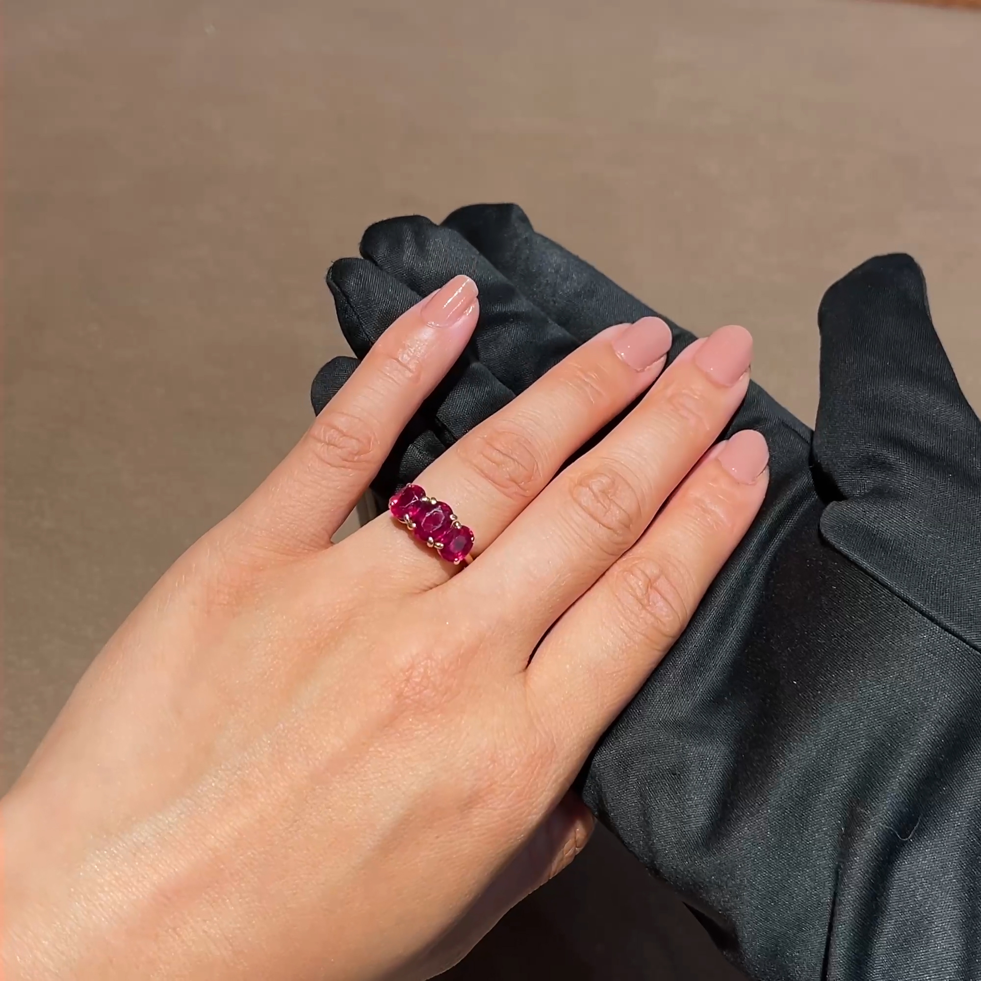 Cartier Ruby Three Stone Ring in 18ct Yellow Gold