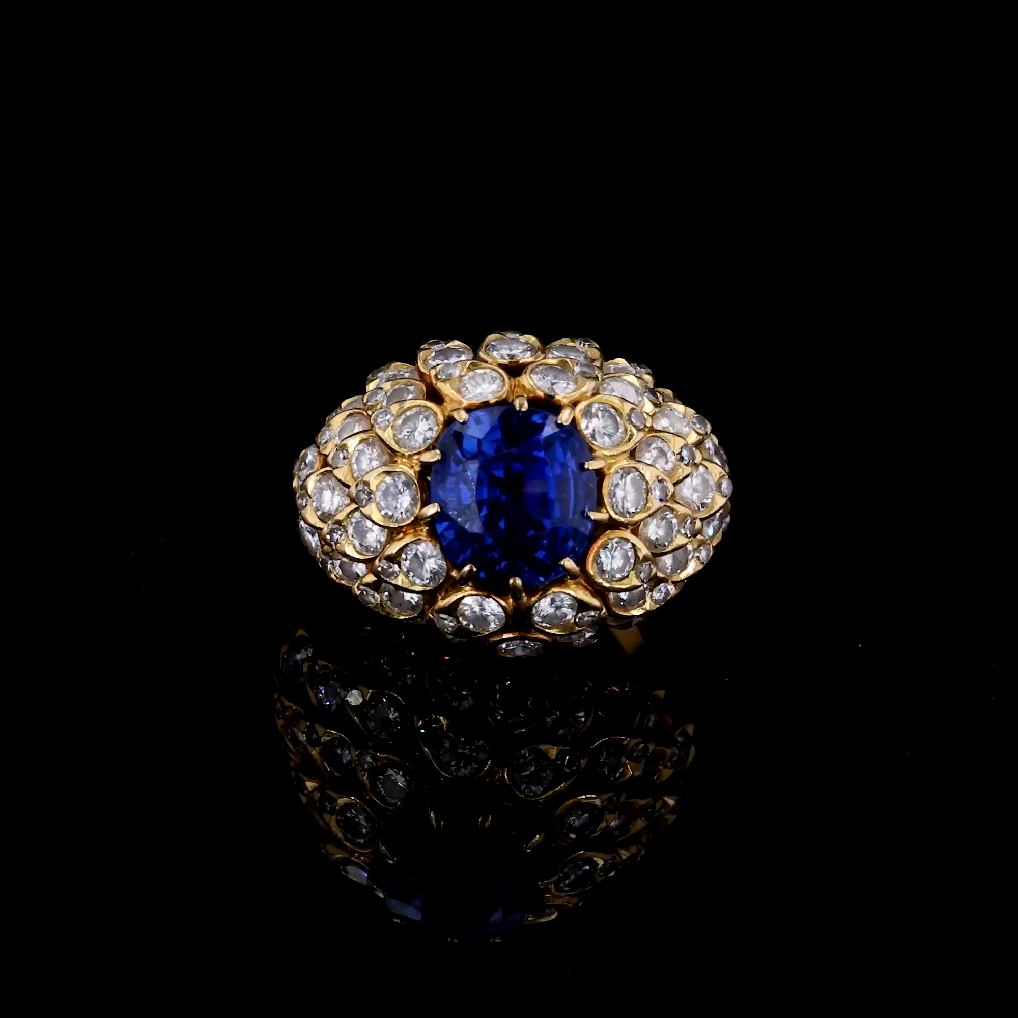 Retro Van Cleef and Arpels 5.153ct Sri Lankan Sapphire and Diamond Ring 18ct Yellow Gold