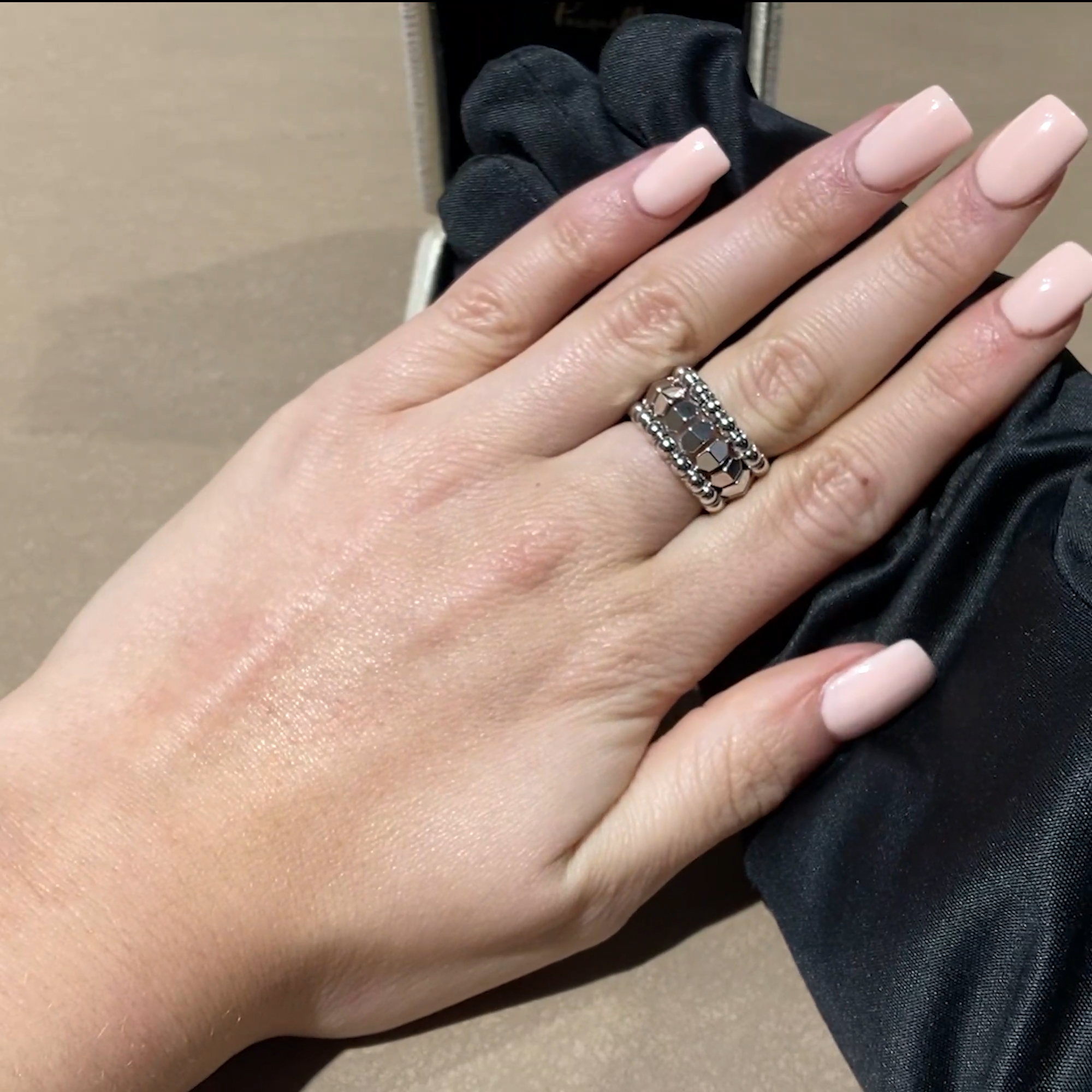 Bohemia Peaked Expandable Three Row Ring in 18ct White Gold