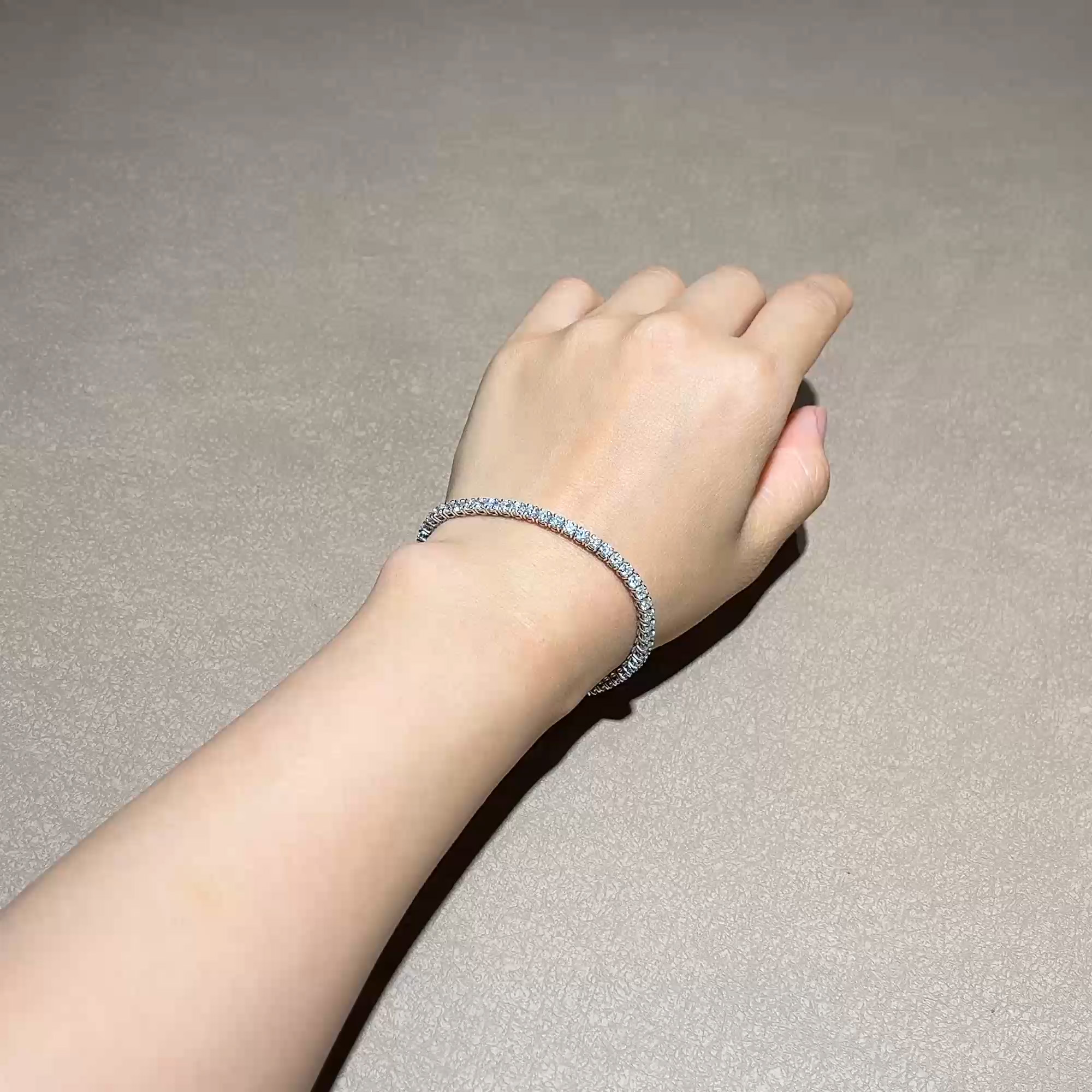 Contemporary Brilliant Cut Diamond Line Bracelet 5.28ct in 18ct White Gold