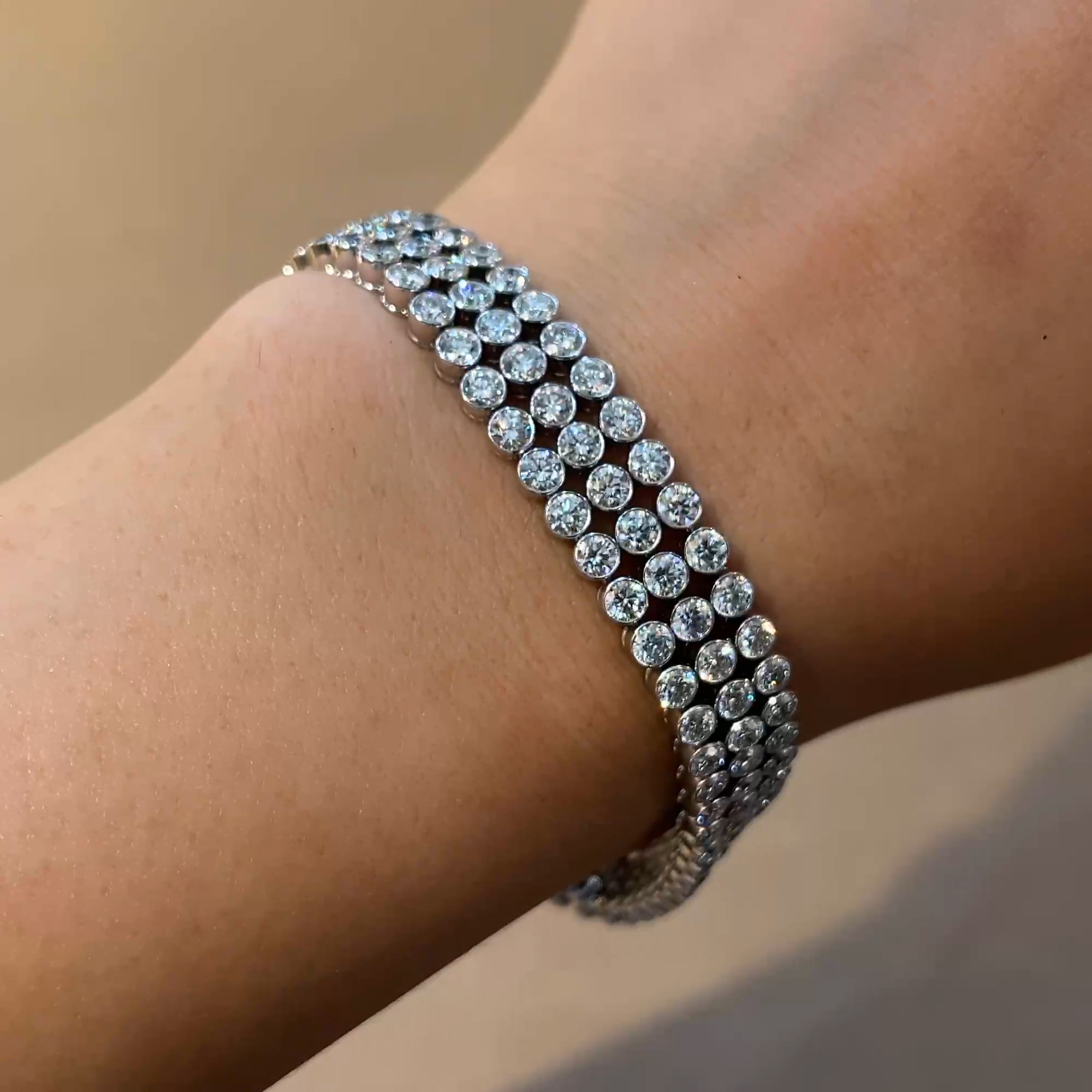 20.00ct Diamond Three Row Bracelet in 18ct White Gold