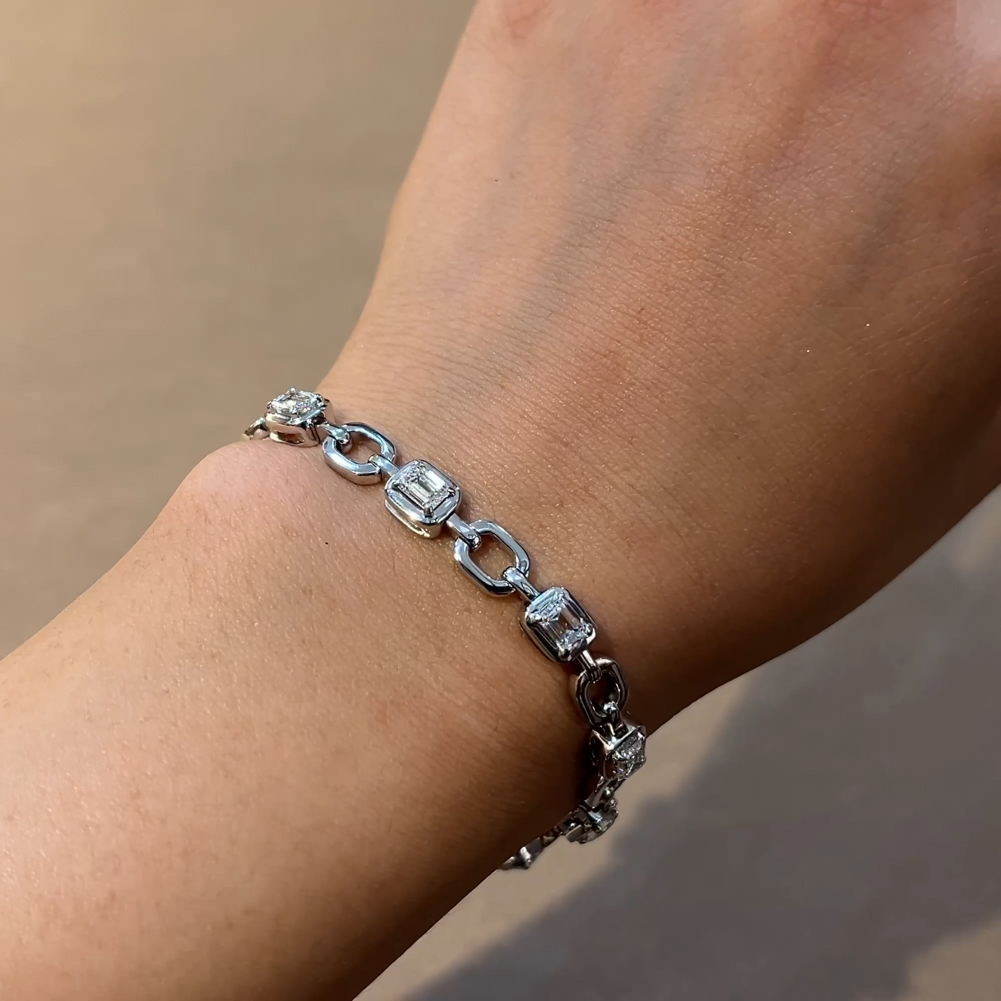 Skimming Stone 4.06ct Line Bracelet in 18ct White Gold