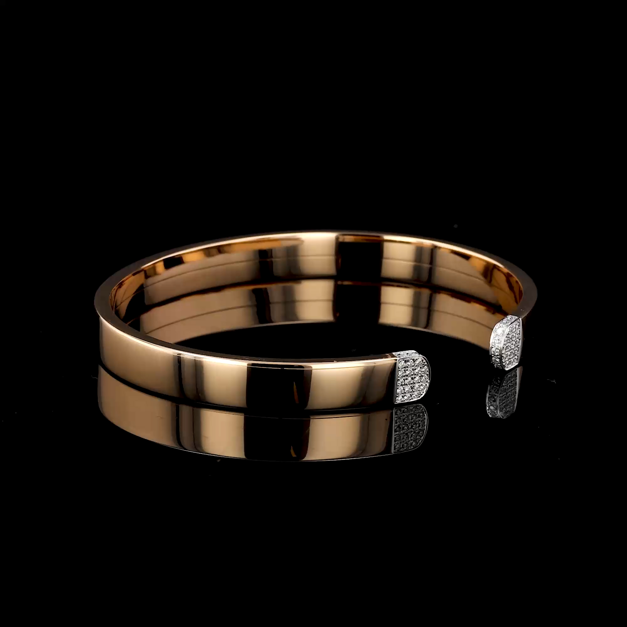 Plain Polished 0.26ct Diamond Open Bangle in 18ct Rose Gold