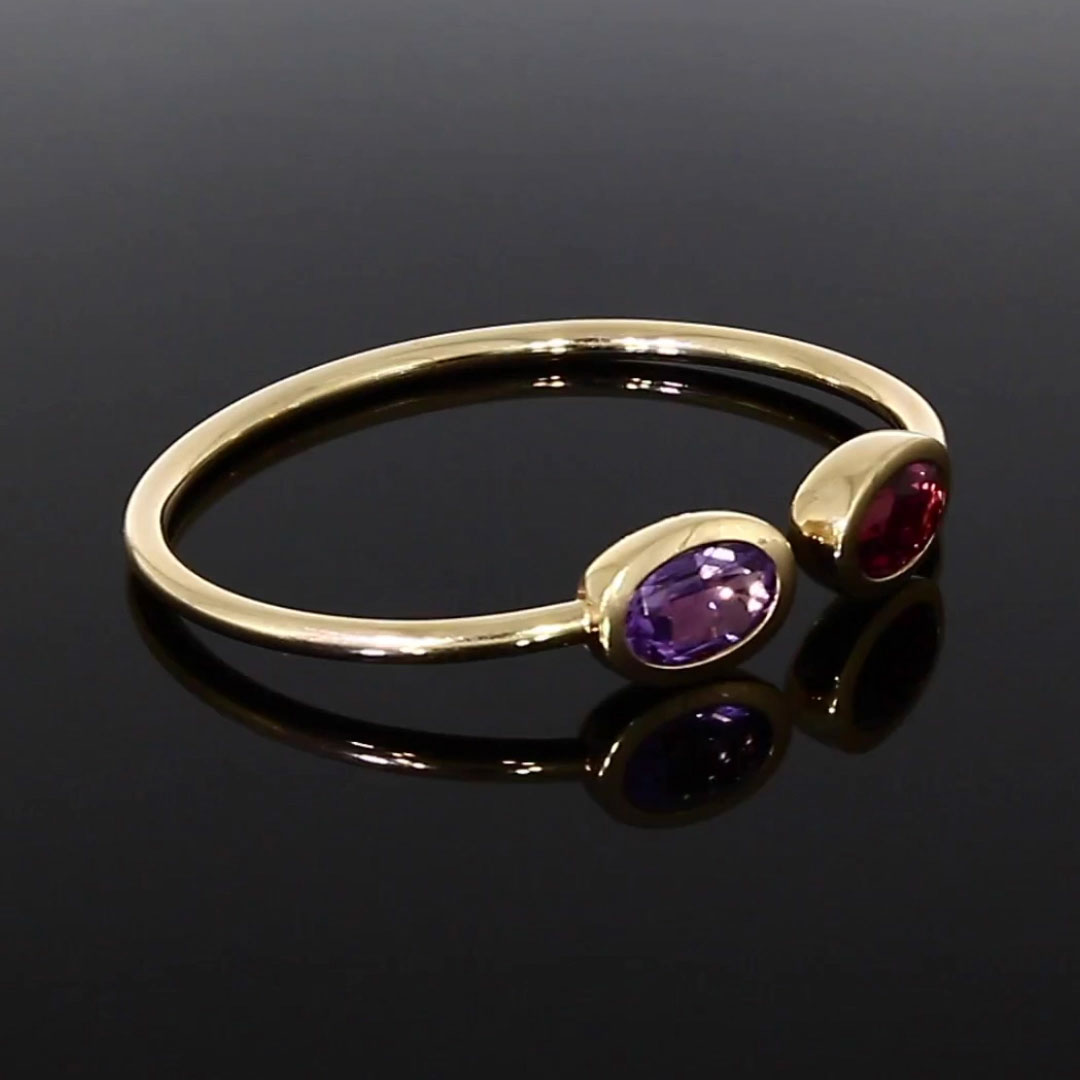 Amethyst and Tourmaline Bangle<br /> 6.19CT in 18CT Rose Gold
