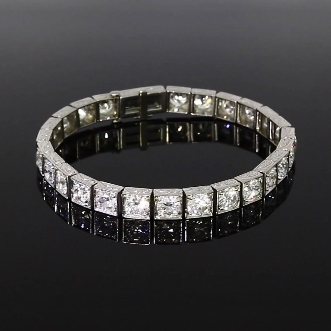 Art Deco Black Starr & Frost Diamond Bracelet<br /> 21.00CT in Platinum