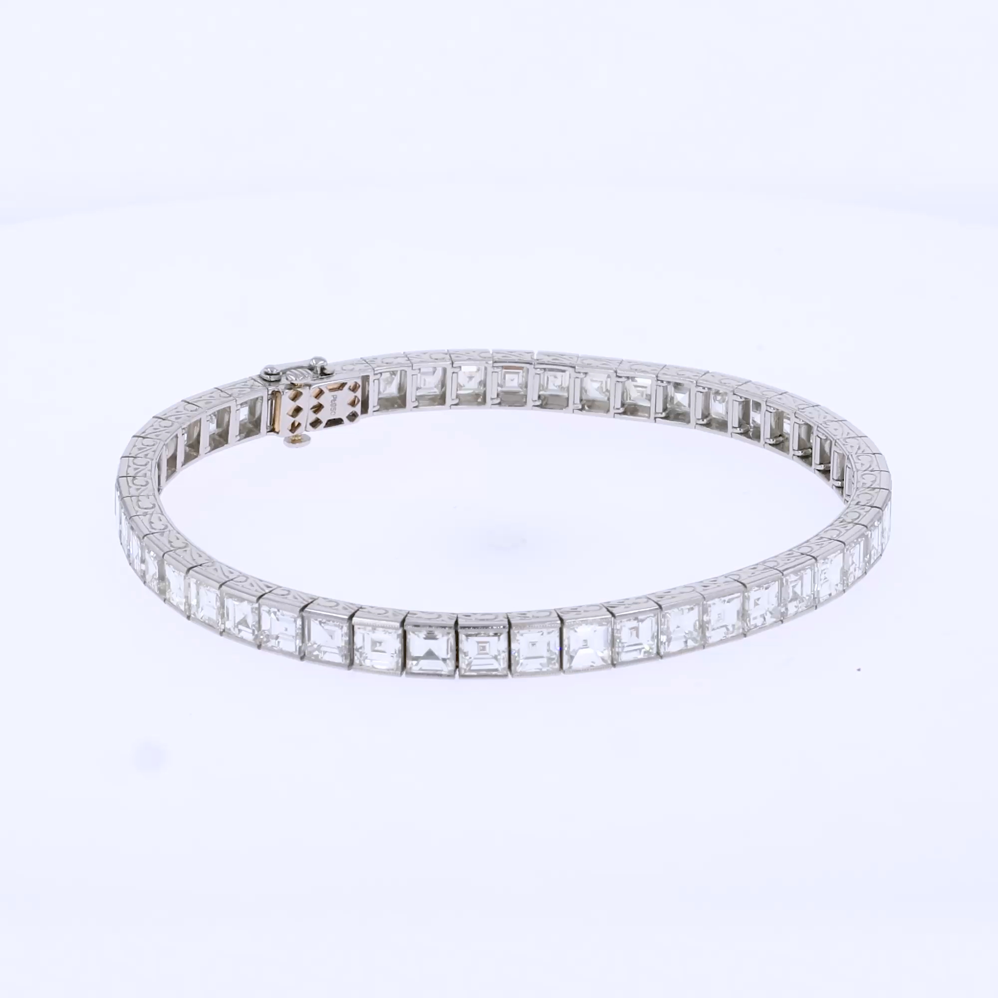 Carré Cut 16.29ct Diamond Line Bracelet in Platinum and 18ct Yellow Gold