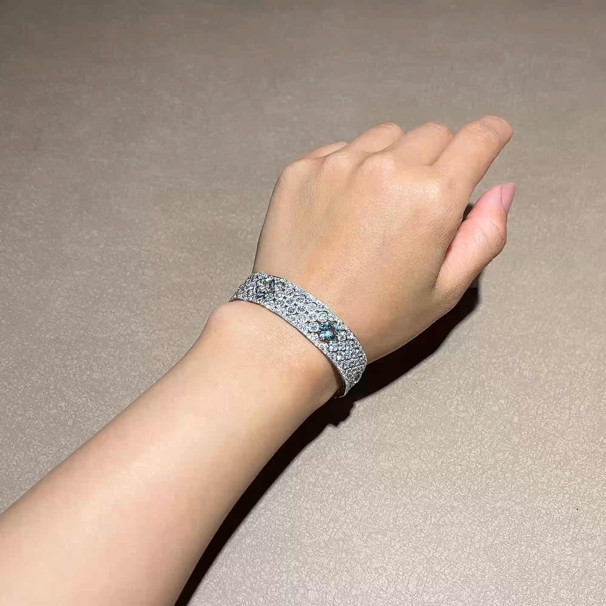 Charles Holl Art Deco 5.48ct Aquamarine and Diamond Bracelet in 18ct White Gold