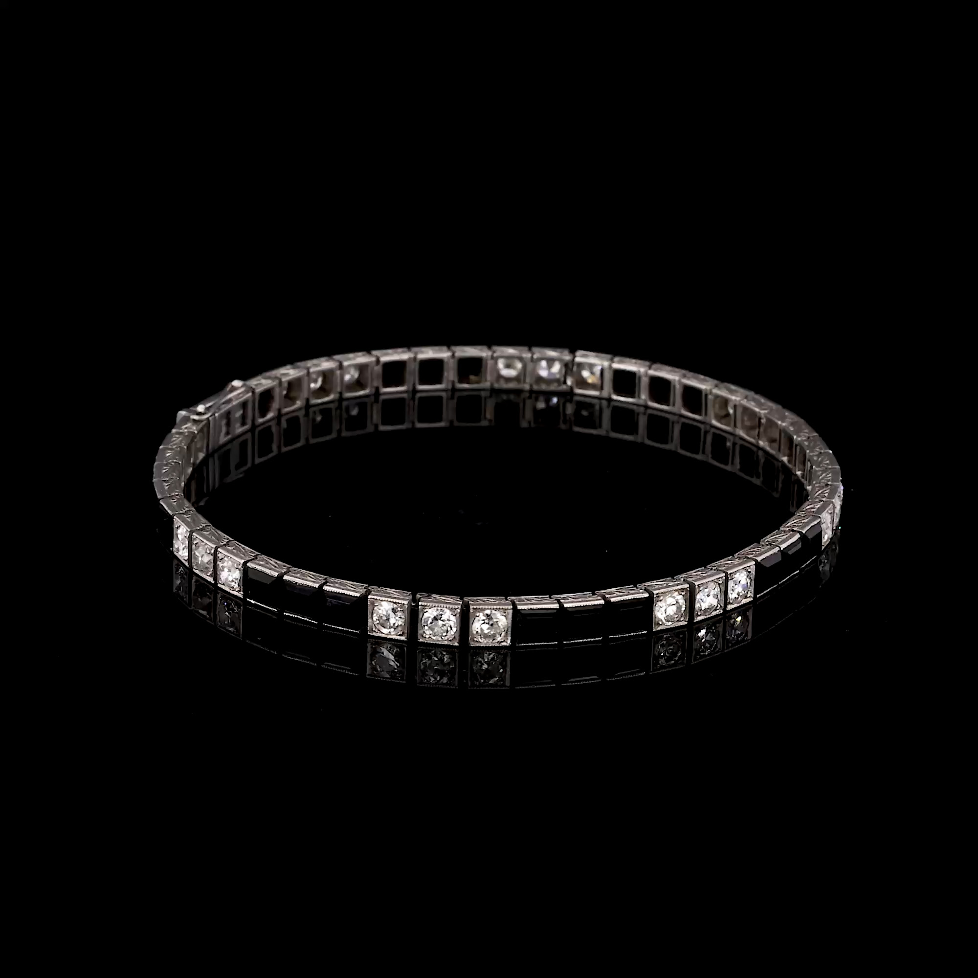 Art Deco Boucheron Diamond and Onyx Bracelet 