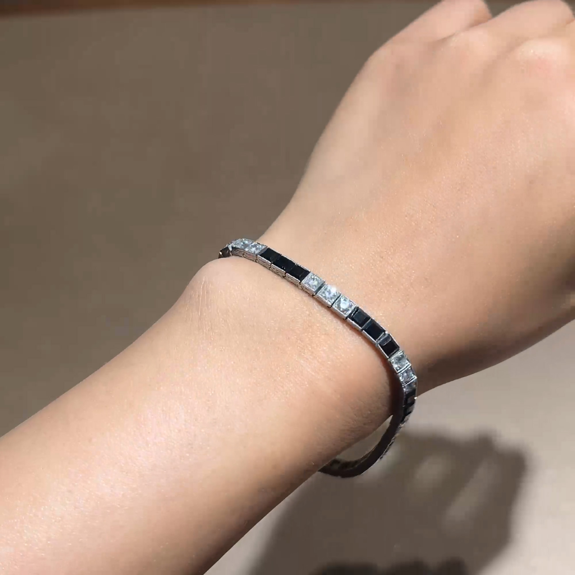 Art Deco Boucheron Diamond and Onyx Bracelet 