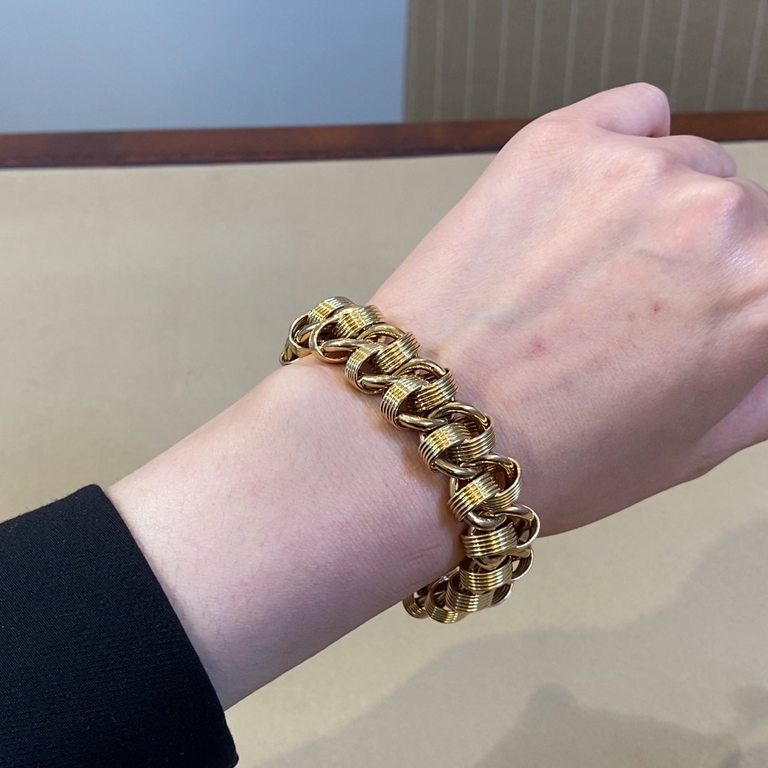 1980s Fancy Link Bracelet in 18ct Yellow Gold 
