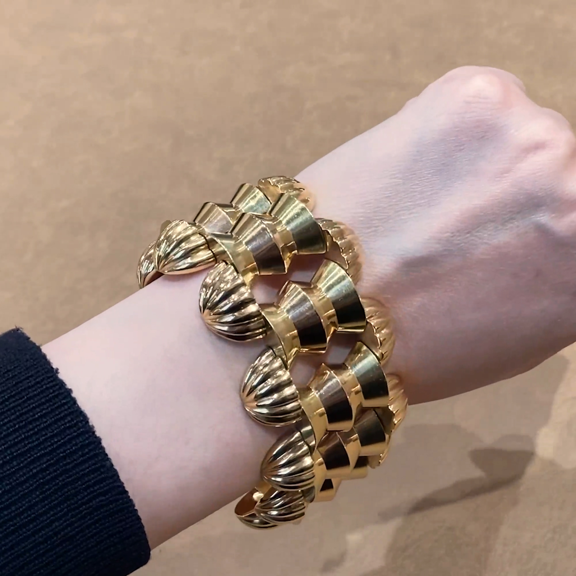 Portuguese Retro Gold Bracelet 18ct Rose and Yellow Gold.