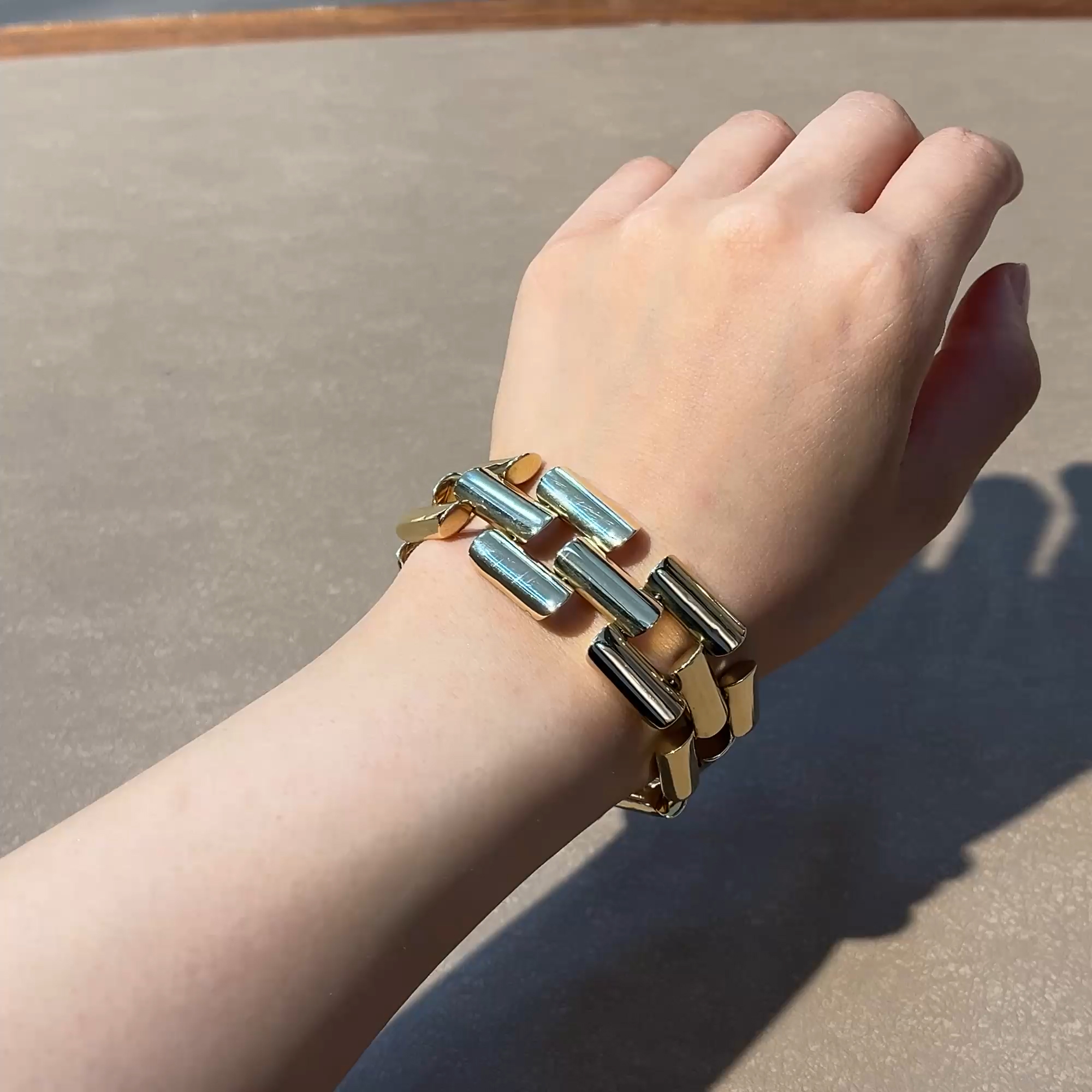 Art Deco Three Row Bar Bracelet in 14ct Yellow Gold