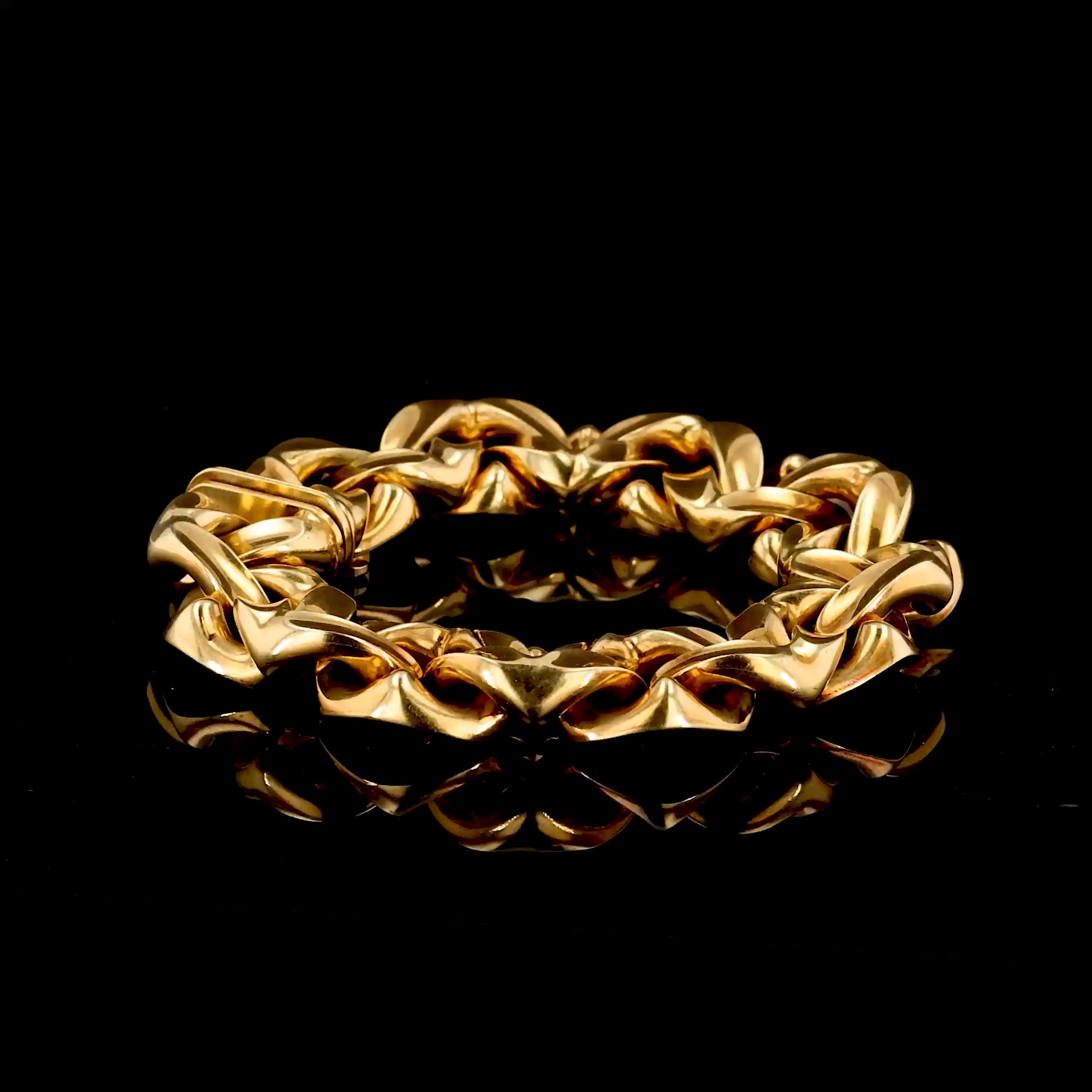Retro Fancy Curb Link Gold Bracelet in 18ct Yellow Gold