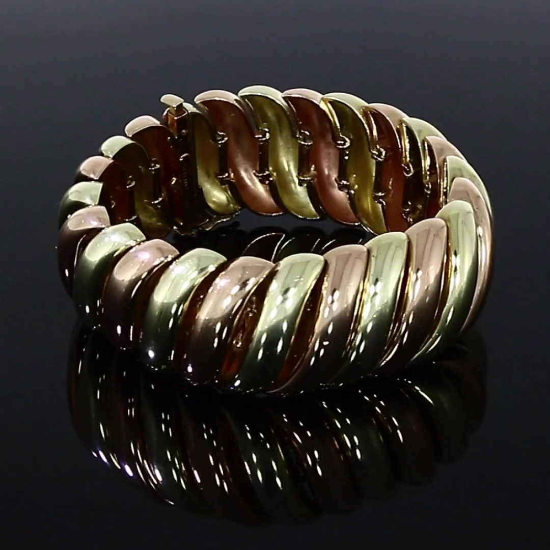 Contemporary 'S' Link Bracelet in 14ct Yellow & Rose Gold