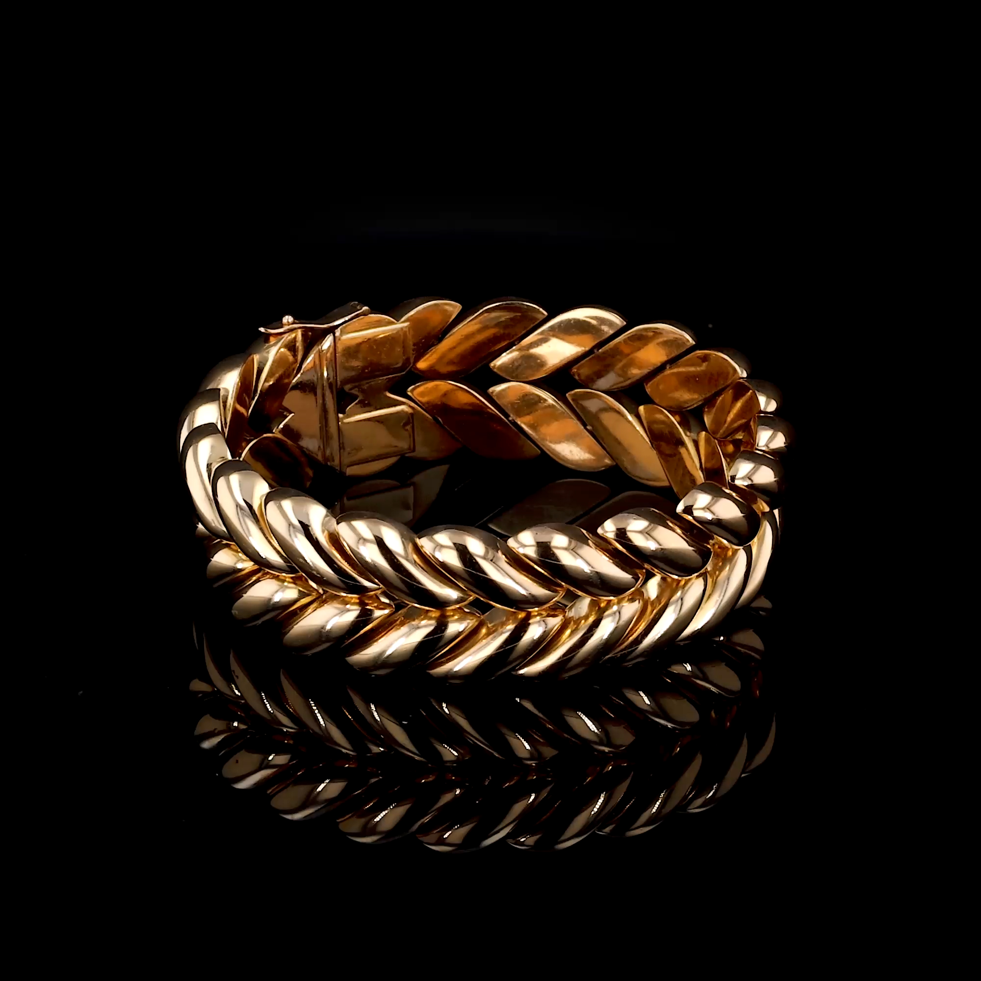 Retro French Flame Link Bracelet in 18ct Rose Gold