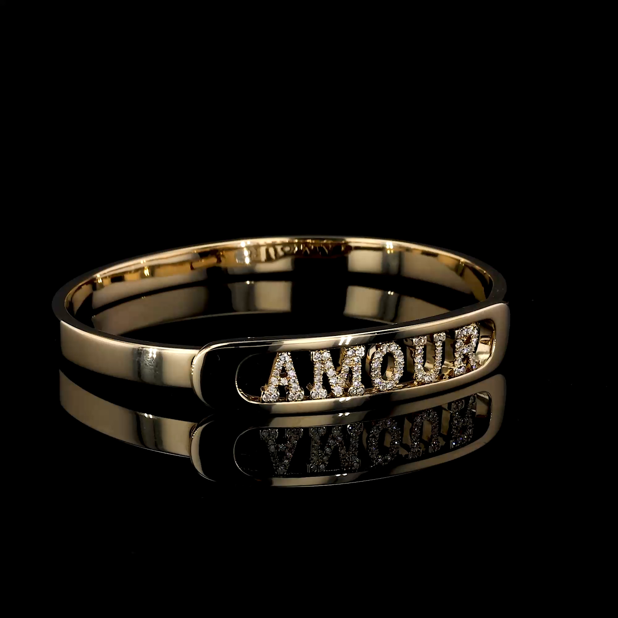Contemporary Brilliant Cut 0.28ct Diamond ‘Amour' Bangle in 18ct Yellow Gold