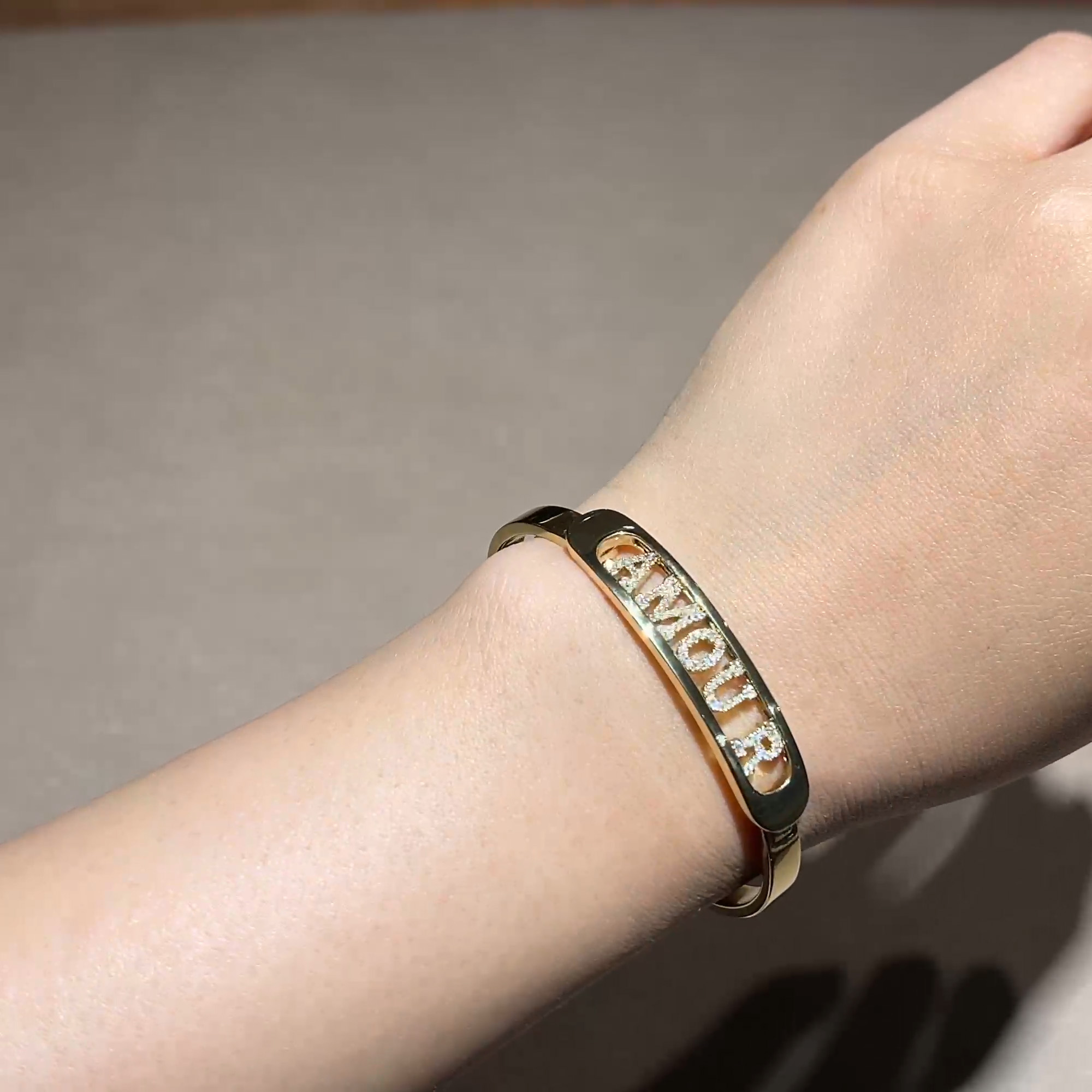 Contemporary Brilliant Cut 0.28ct Diamond ‘Amour' Bangle in 18ct Yellow Gold