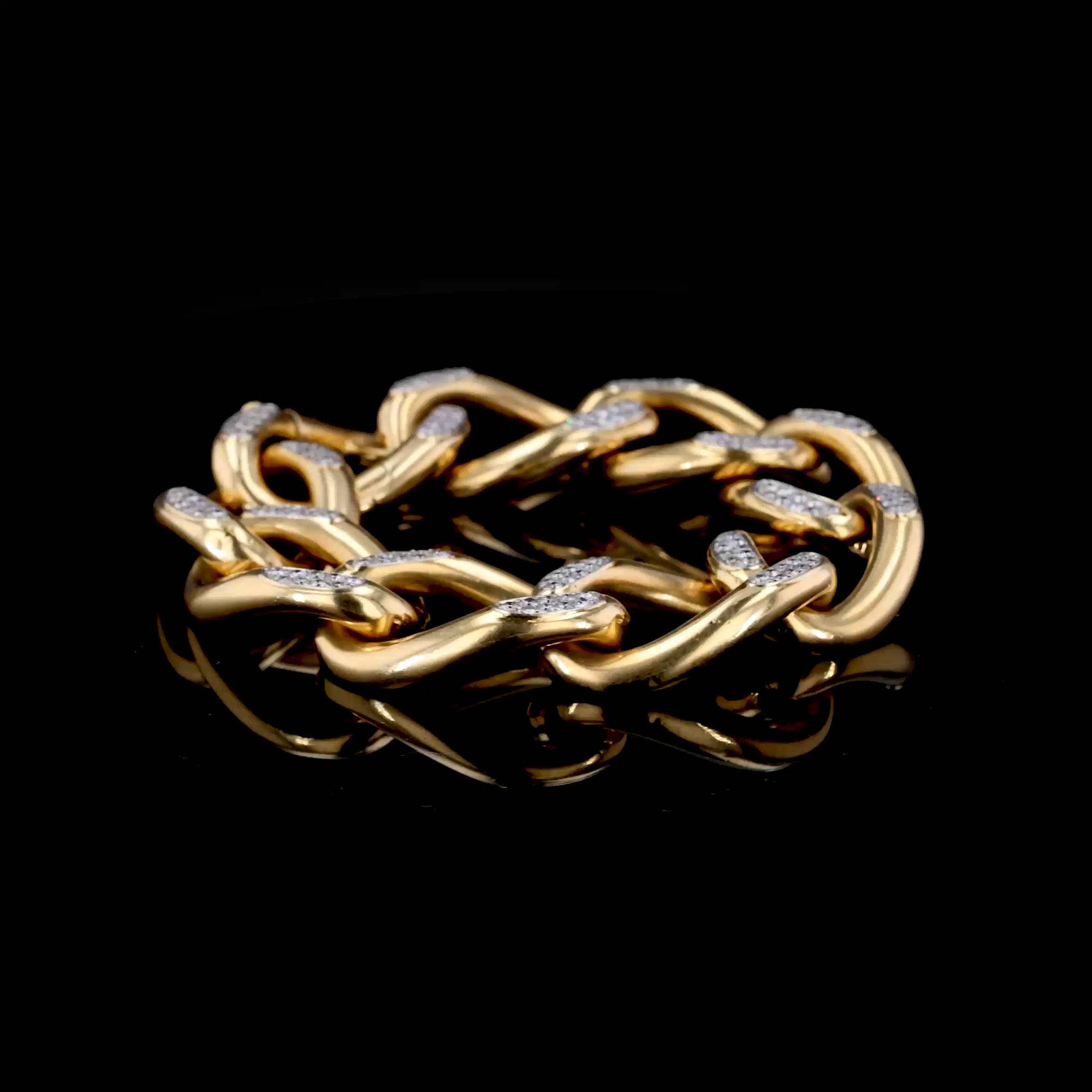 Retro Cartier 3.50ct Diamond Curb Link Bracelet 18ct Yellow Gold and Platinum