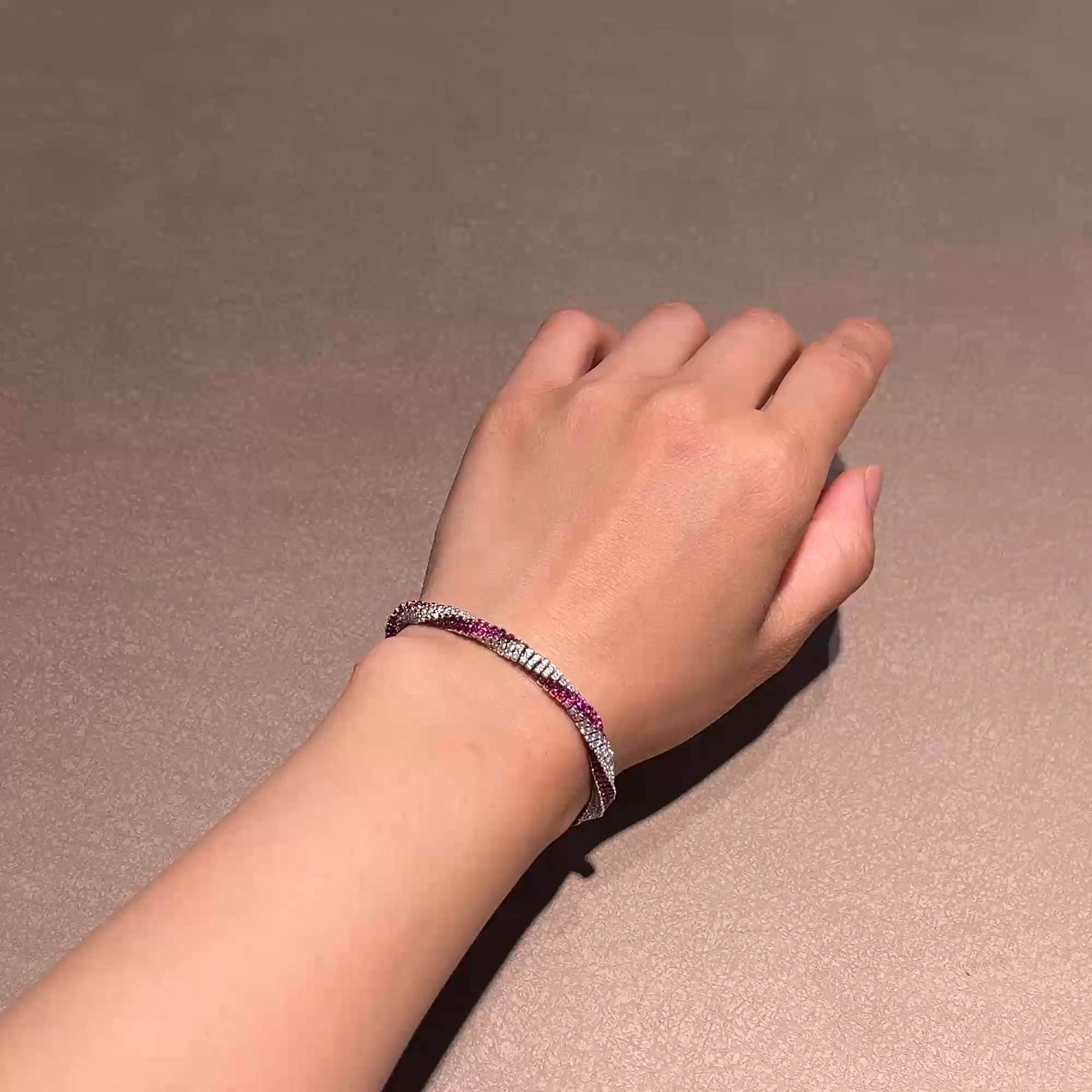 Brilliant Cut Ruby and Diamond Twist Bracelet in 18ct White Gold