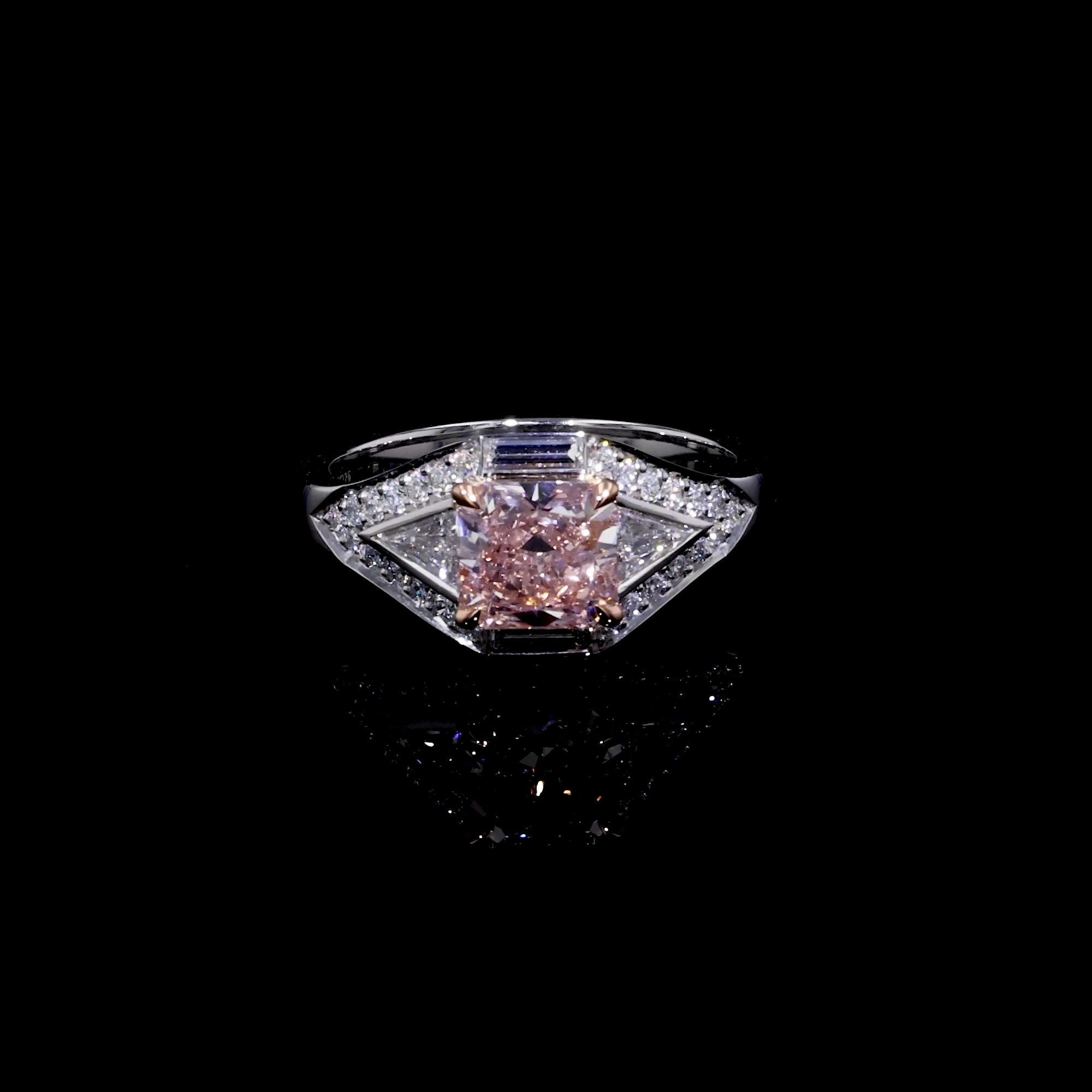 Masterpiece Astoria 1.28ct Fancy Orangy-Pink Diamond Ring in 18ct Rose Gold and Platinum