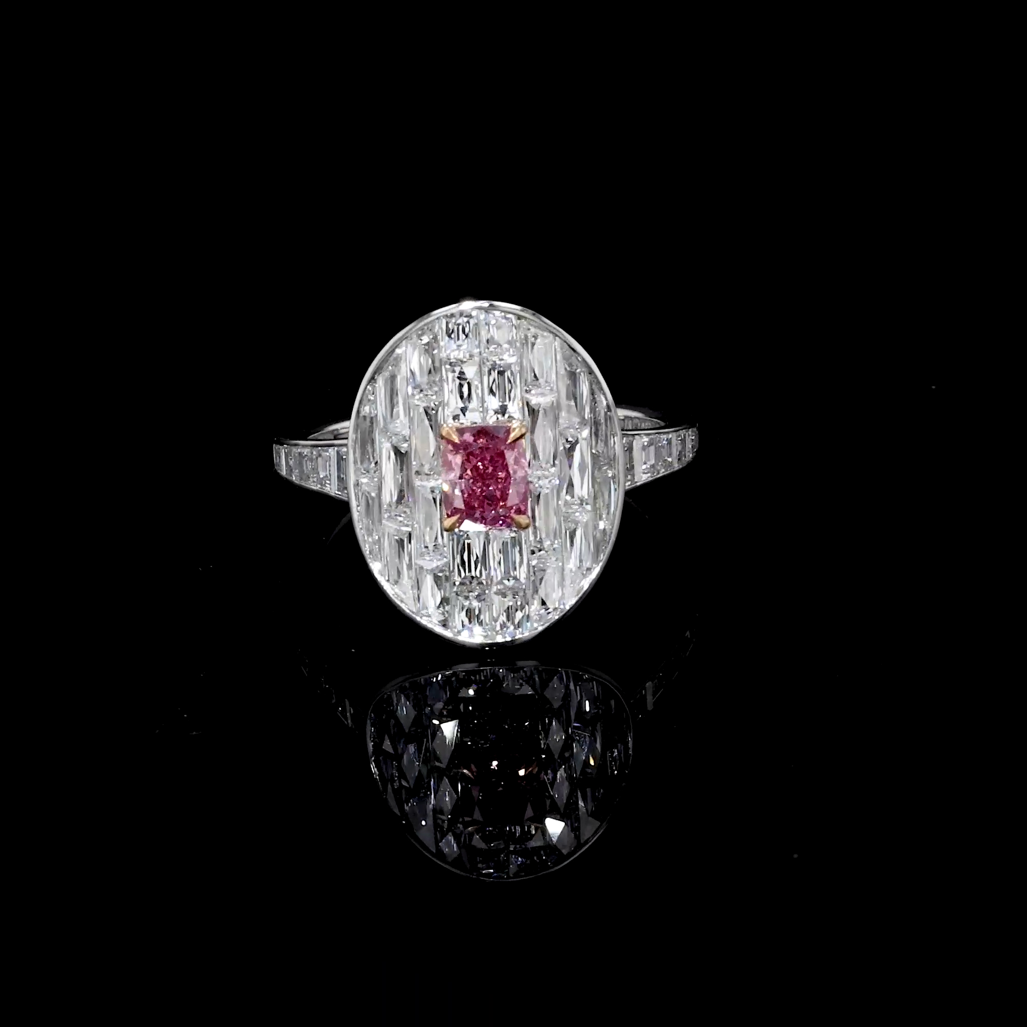 Masterpiece Stage Setting 0.50ct Fancy Vivid Pink Diamond Cluster Ring in Platinum & 18ct Rose Gold
