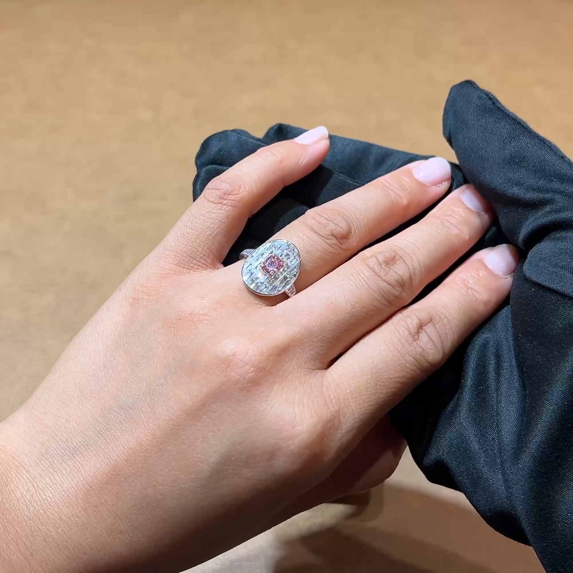 Masterpiece Stage Setting 0.50ct Fancy Vivid Pink Diamond Cluster Ring in Platinum & 18ct Rose Gold