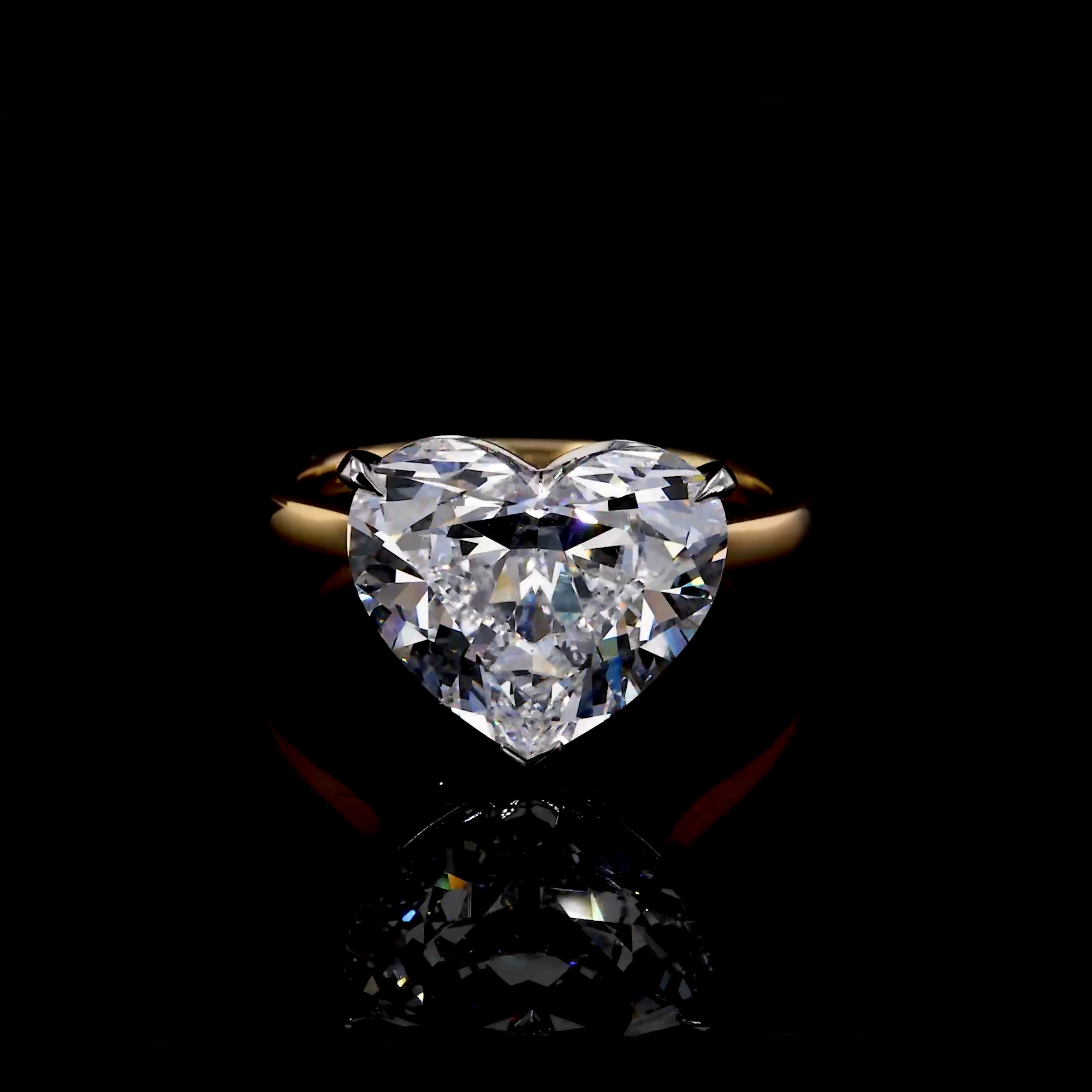 Masterpiece Heart Shaped 6.17ct Botswana Diamond Ring in 18ct Yellow Gold and Platinum