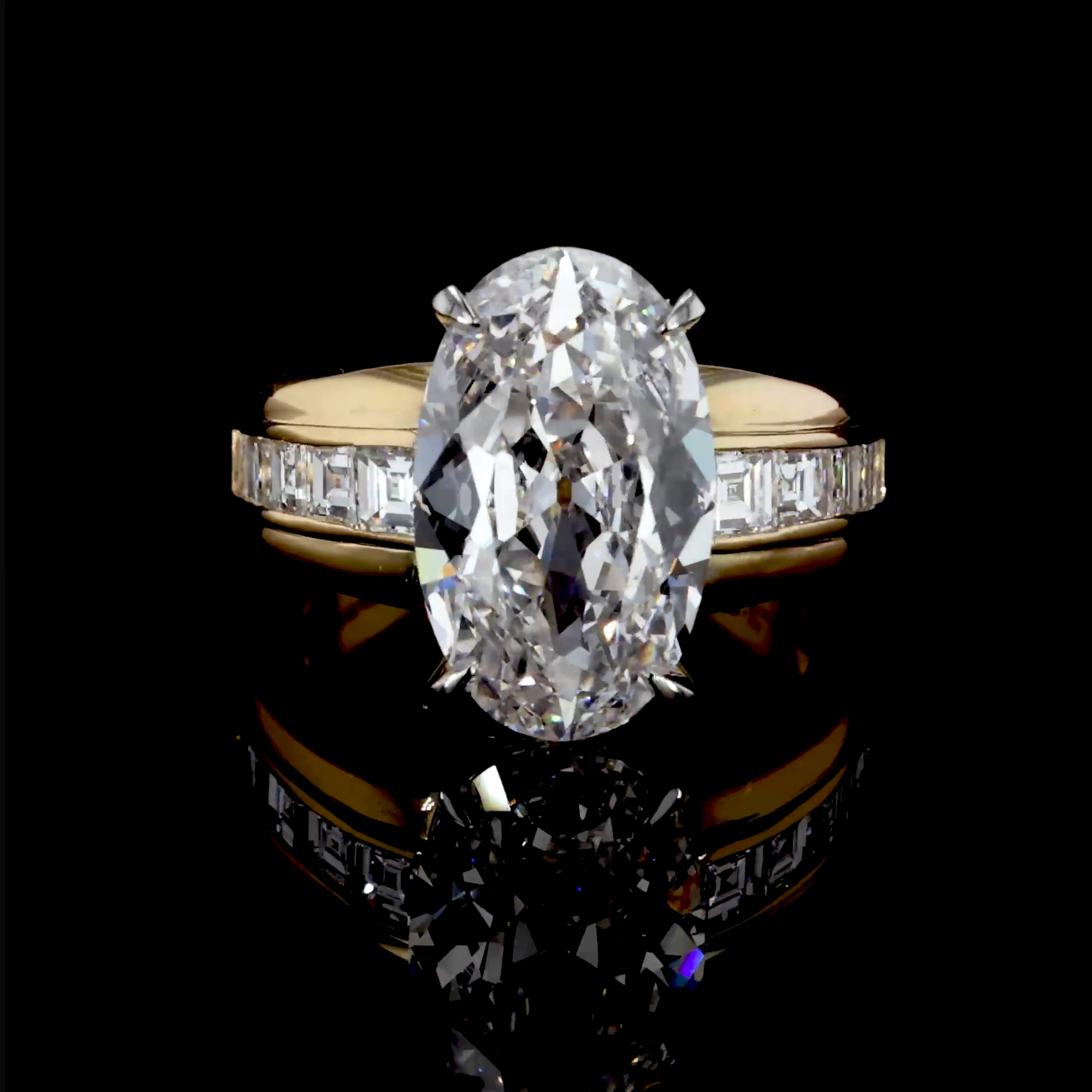Masterpiece Manhattan Oval Cut 5.36ct Type IIA Diamond Ring in 18ct Yellow Gold and Platinum