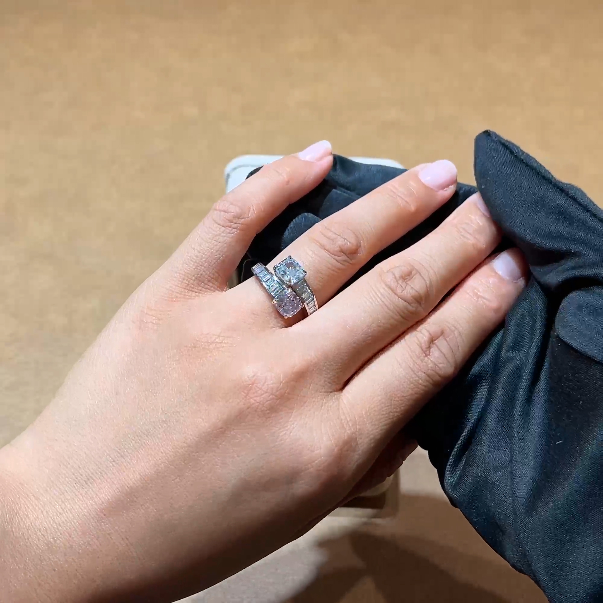 Masterpiece 2.65ct Pink and Blue Diamond Toi et Moi Ring in Platinum and 18ct Rose Gold