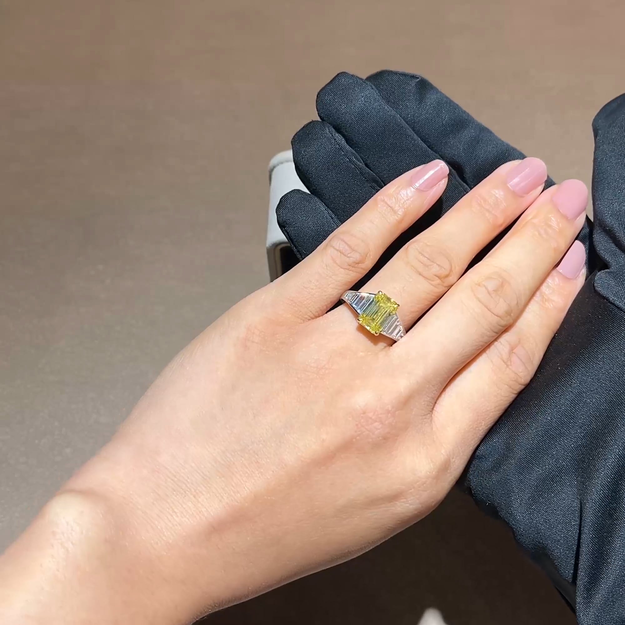 Masterpiece 3.01ct South African Fancy Vivid Yellow Diamond Ring in Platinum and 18ct Yellow Gold