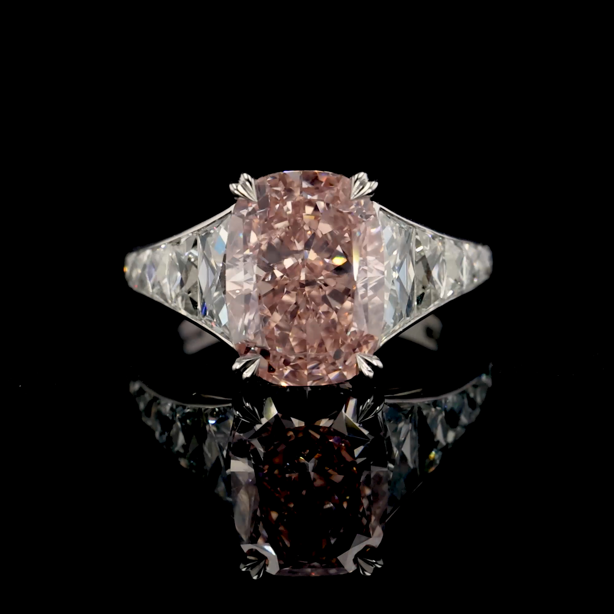 Masterpiece Pragnell Setting 6.08ct South Africa Fancy Orangy Pink Diamond Ring in Platinum