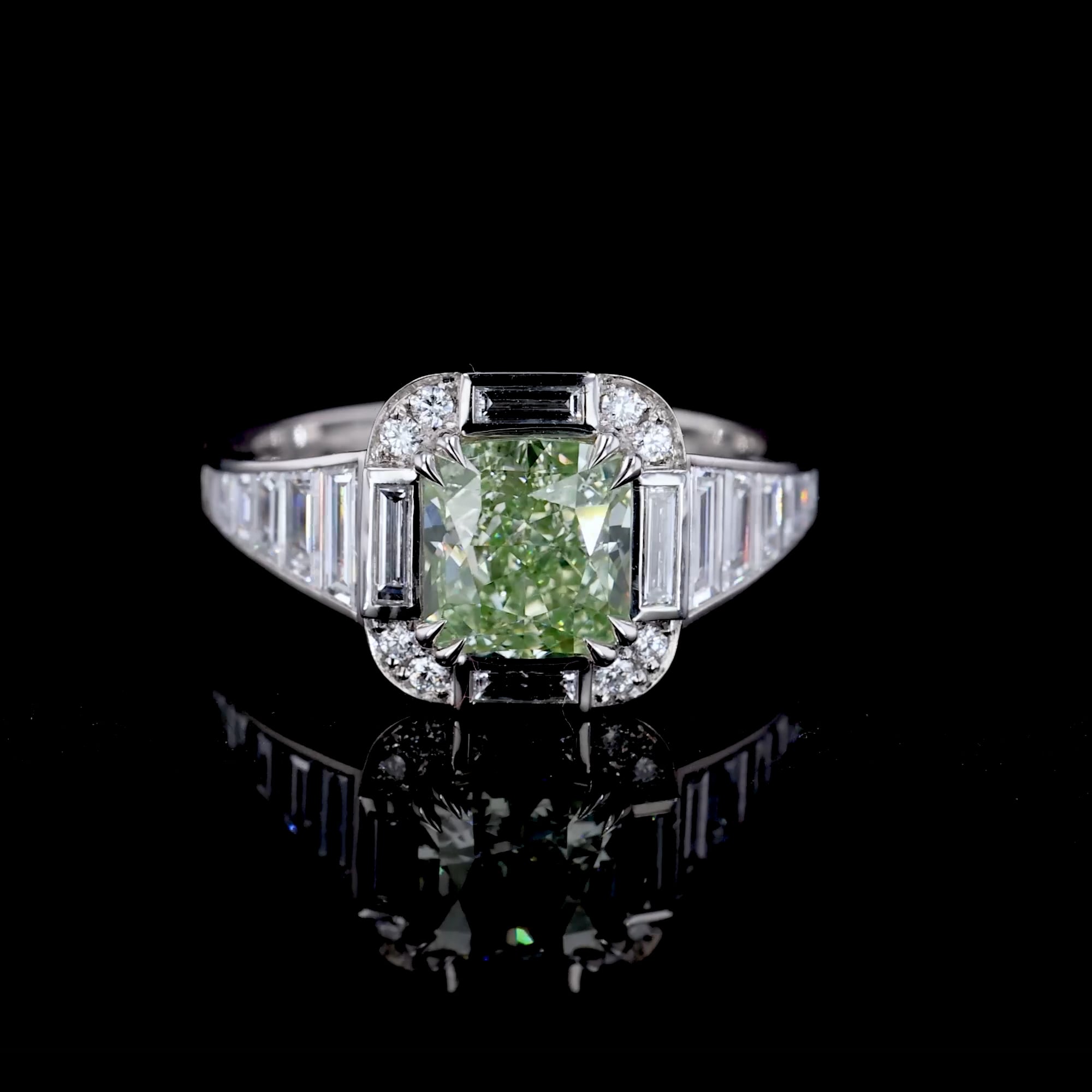 Masterpiece Astoria 2.07ct Natural Fancy Intense Yellow Green Diamond Ring in Platinum