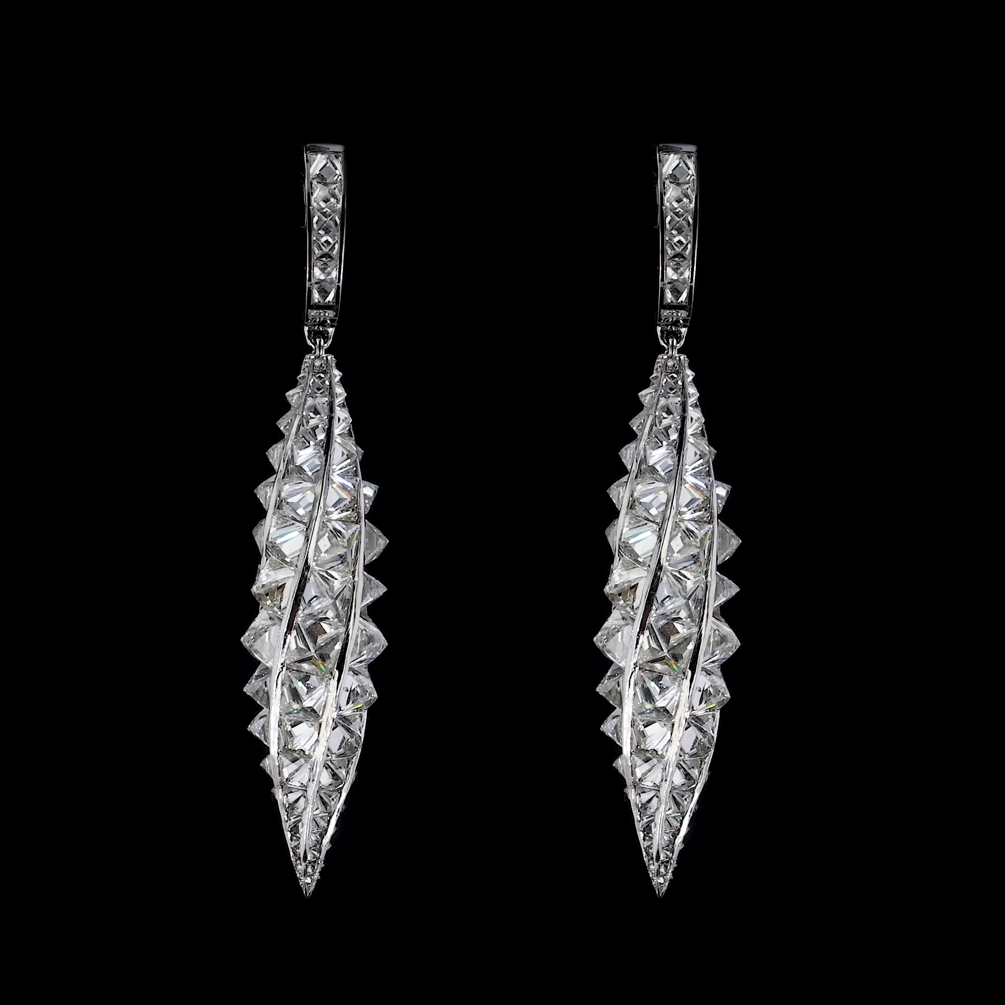 Masterpiece 18.34ct Inverted Diamond Twirl Drop Earrings in Platinum