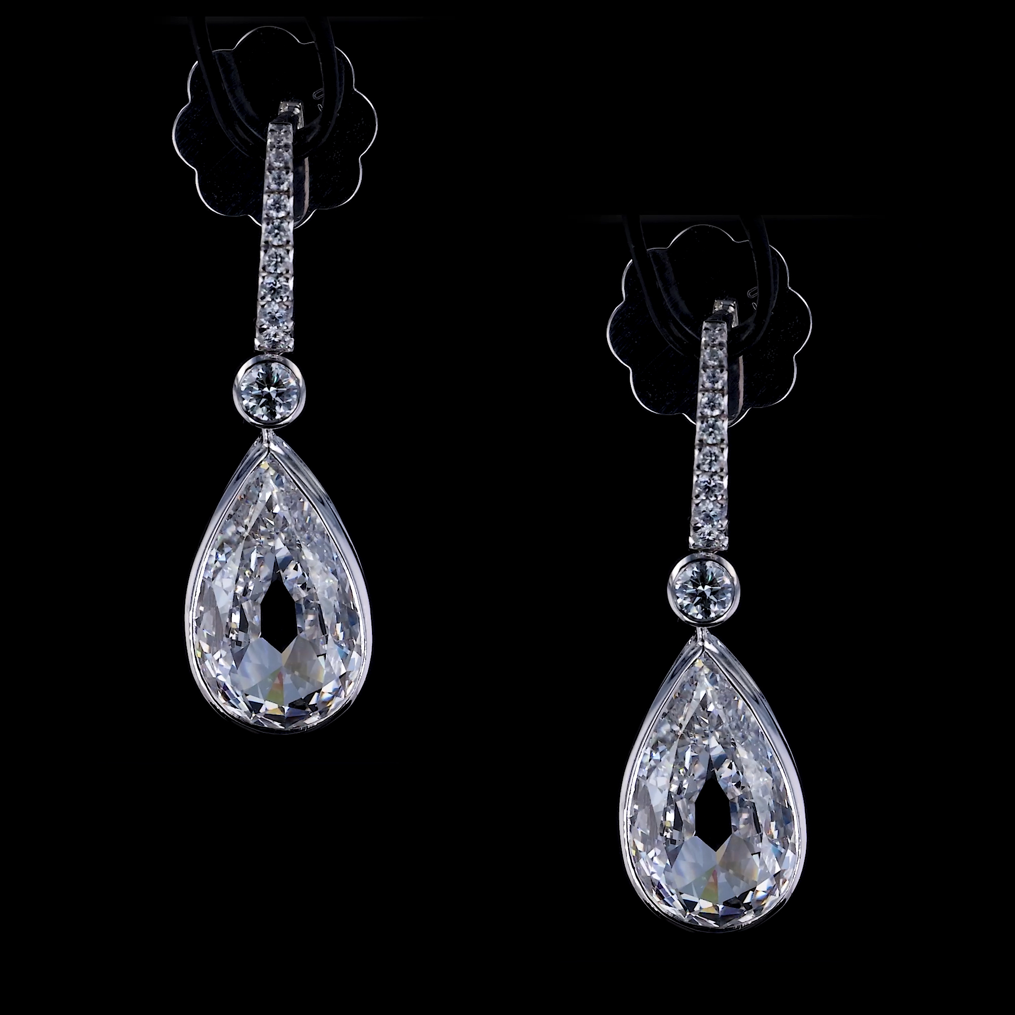 Masterpiece Pear Shaped 6.08ct Diamond Drop Earrings in 18ct White Gold