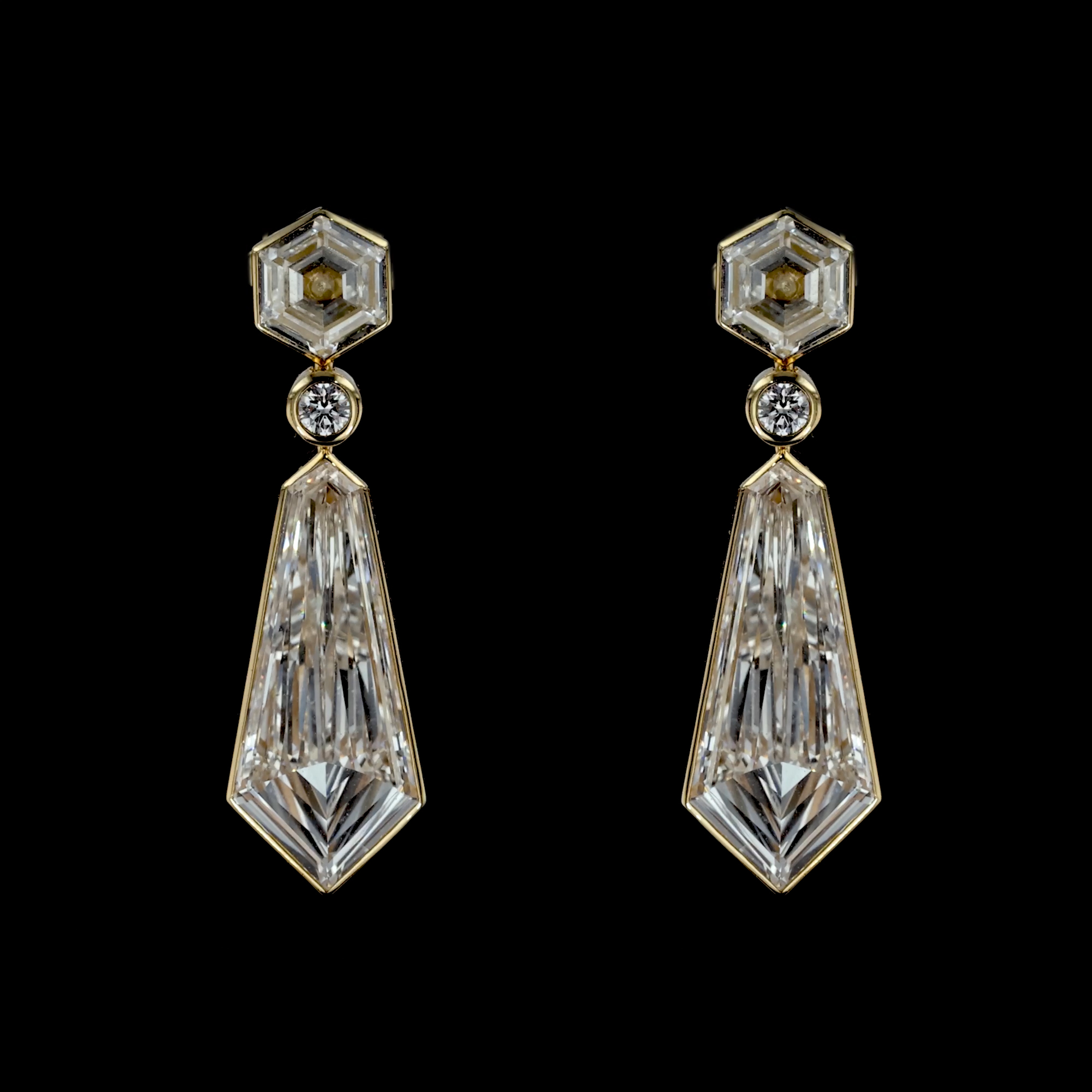 Masterpiece Honeycomb 9.02ct Diamond Drop Earrings in 18ct Yellow Gold